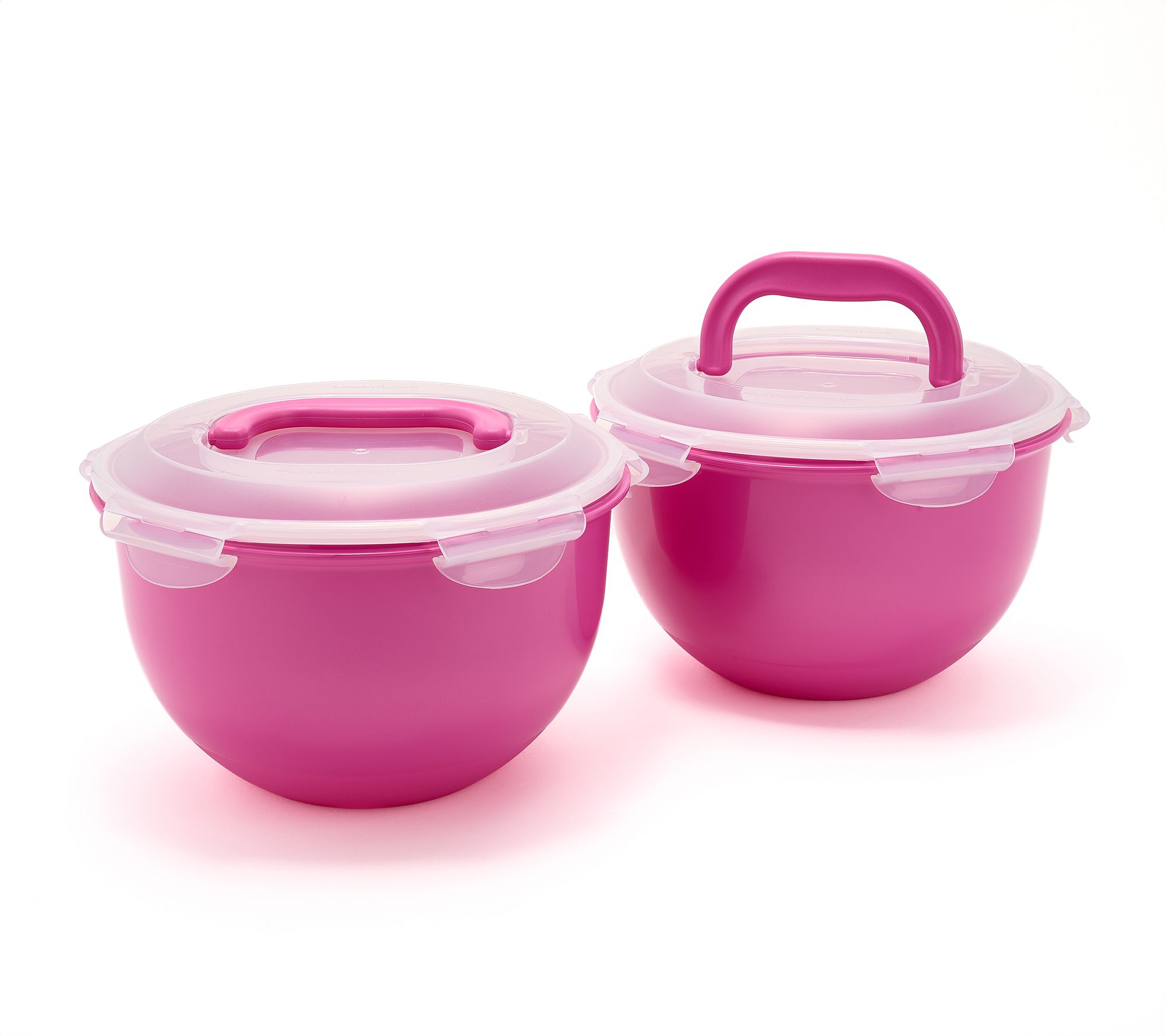 LocknLock S/(2) 17-Cup Colored Body Tulip Bowls w/ (2) Handle Lids