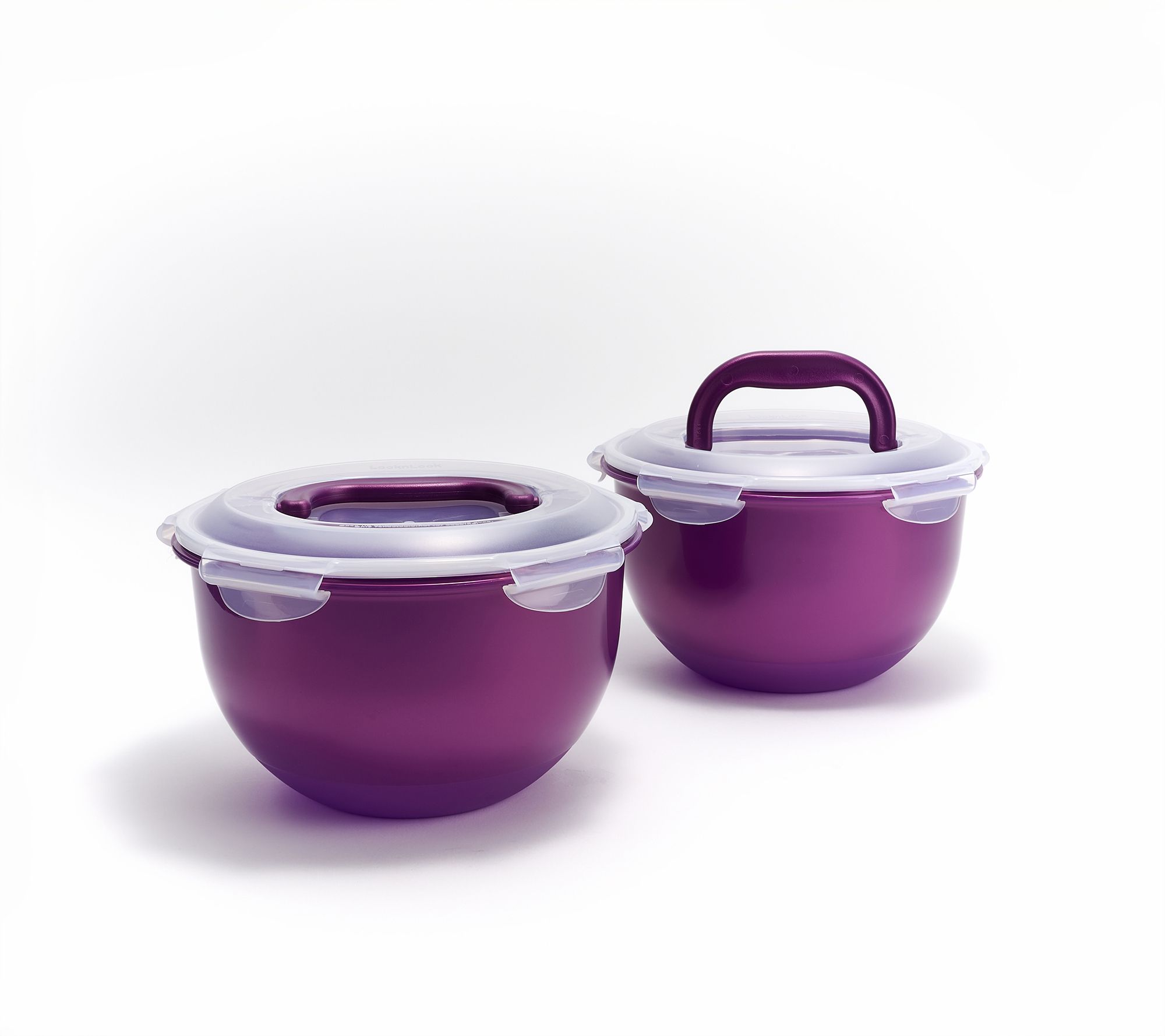 LocknLock S/(2) 17-Cup Colored Body Tulip Bowls w/ (2) Handle Lids