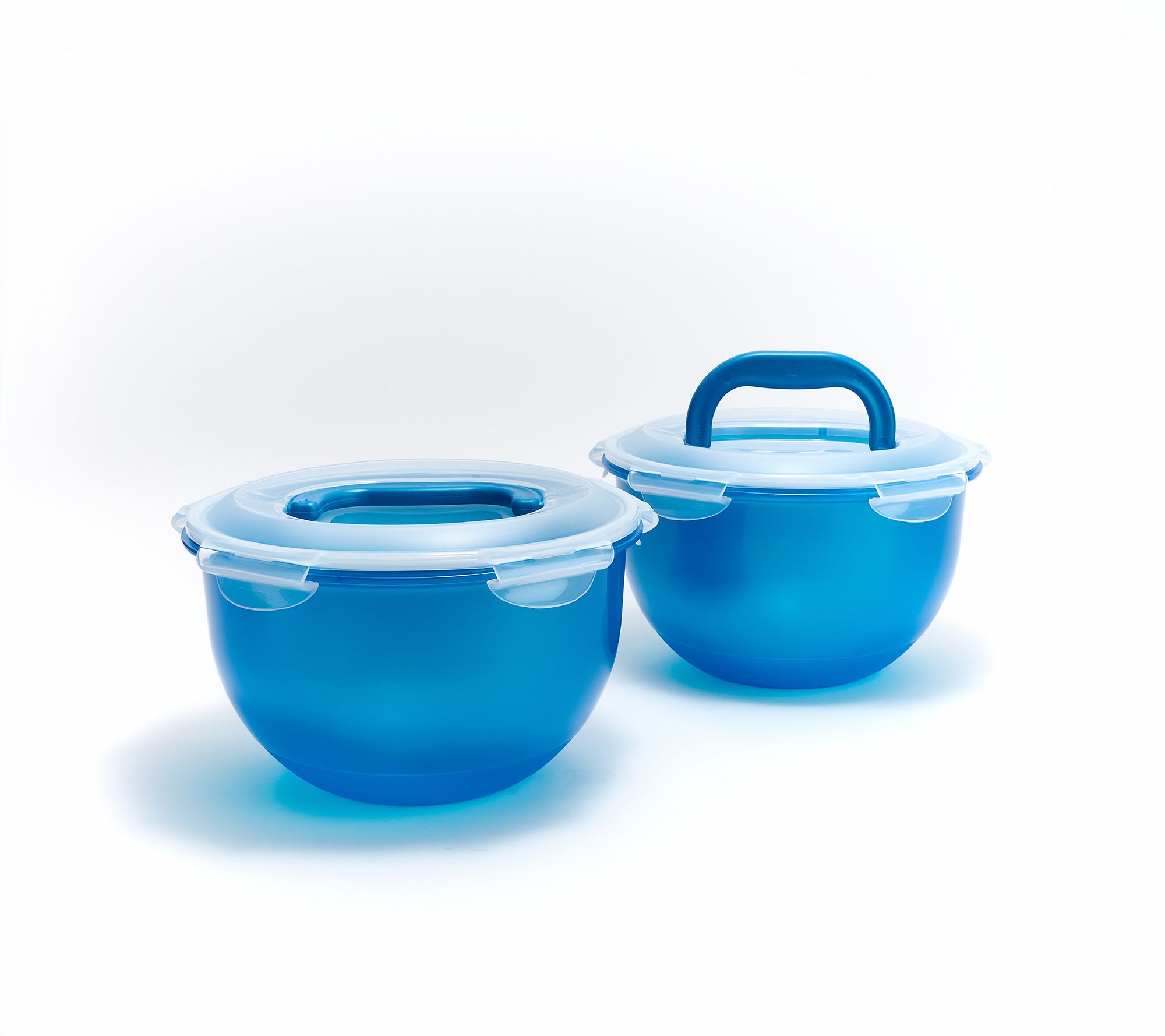 LocknLock S/(2) 17-Cup Colored Body Tulip Bowls w/ (2) Handle Lids