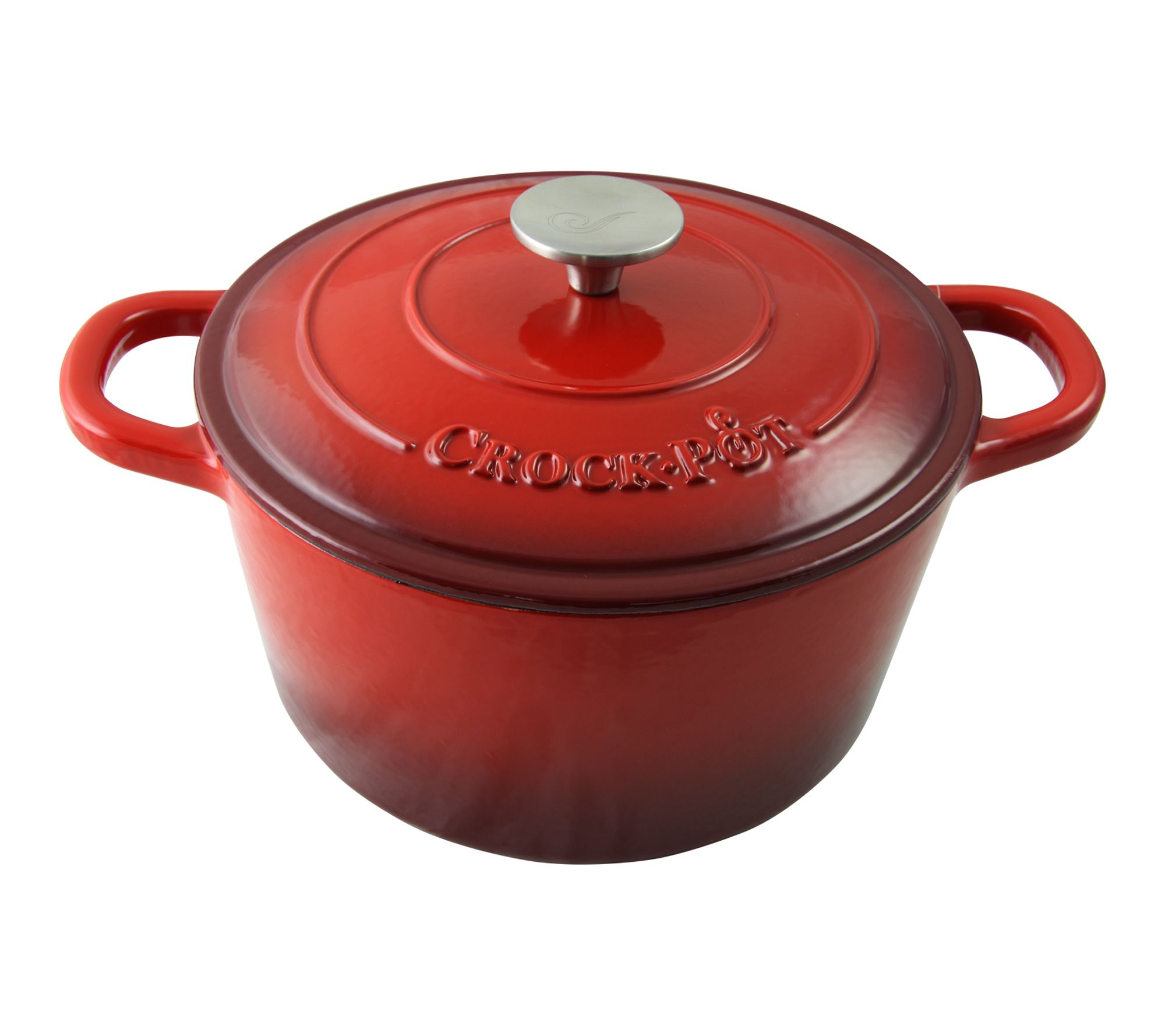Crock Pot 5qt Round Enameled Cast Iron Dutch Oven Scarlet
