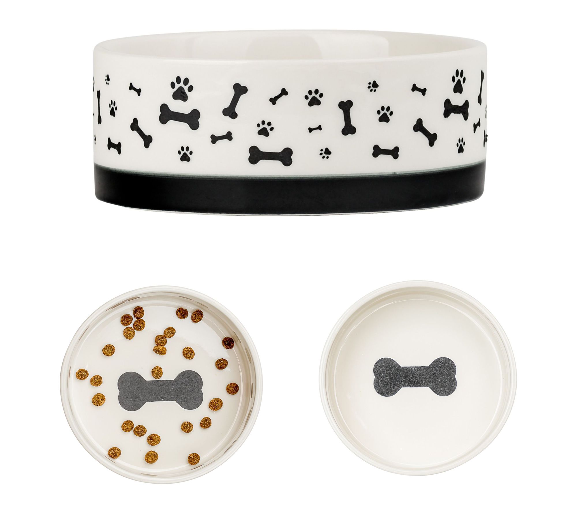 10 Strawberry Street Set of 2 Bone & Paw Pet Dish, Large