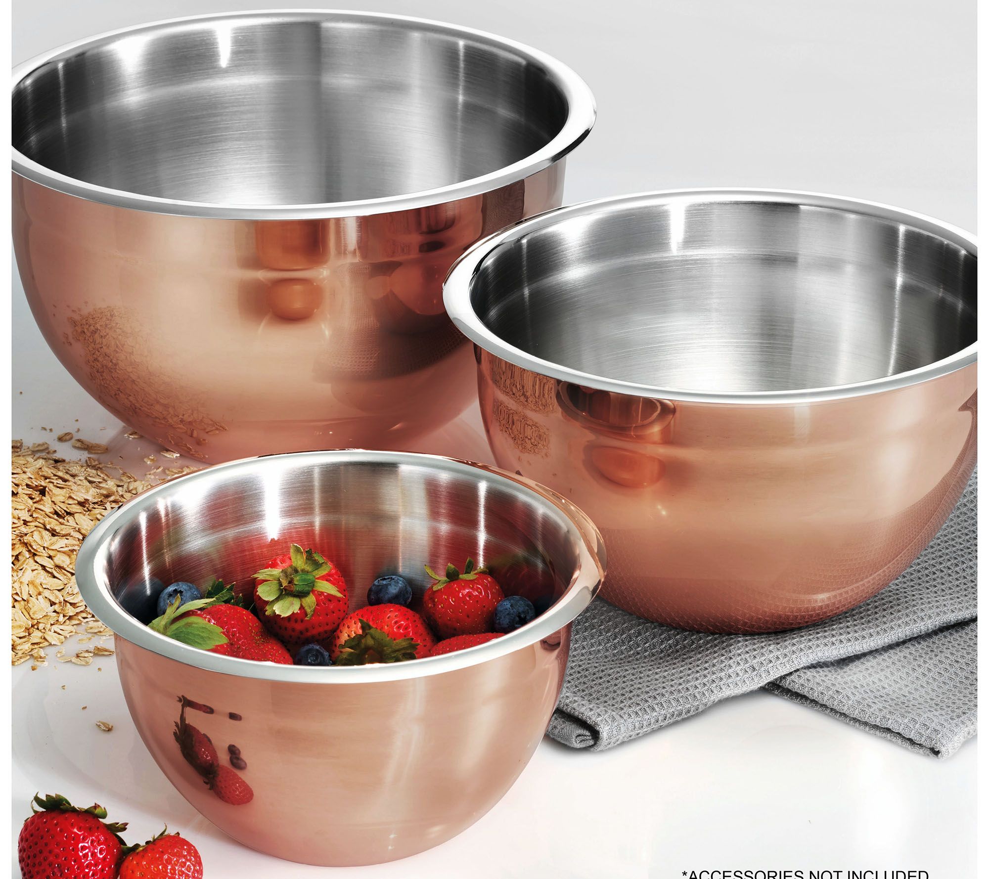 Tramontina Gourmet Copper Clad 3-Piece Mixing Bowls Set Brand New