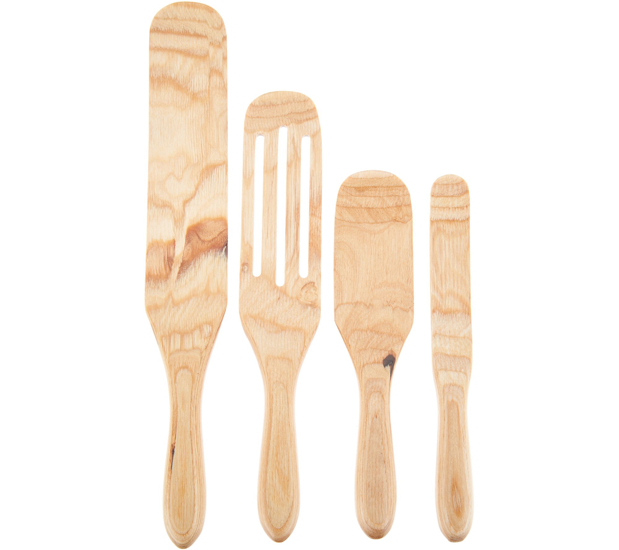 As Is Mad Hungry 4-Pc Acacia Wood Spurtles Silicone Handle 