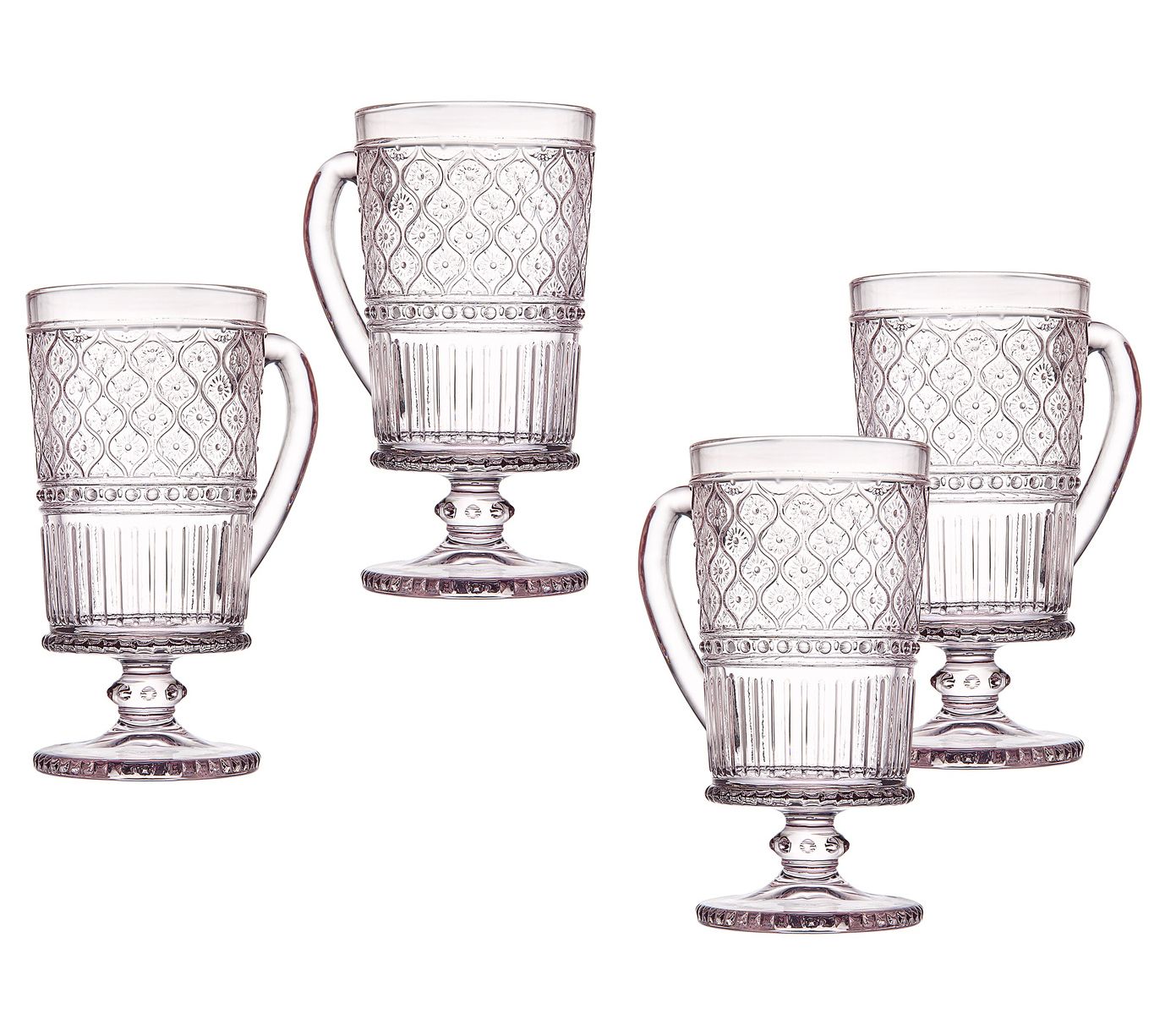 Godinger Set of 4 Claro Clear Footed Glass Mugs