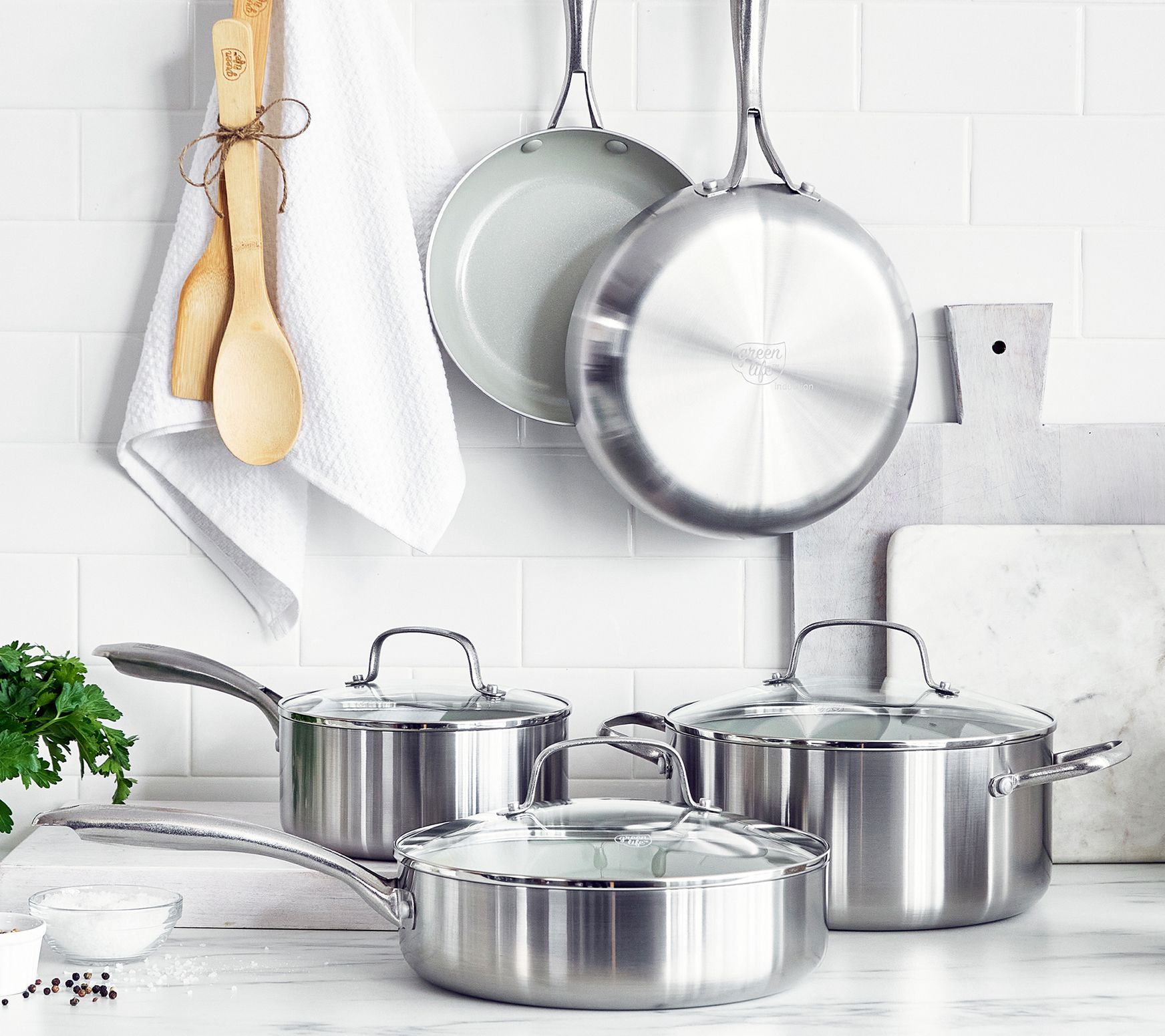GreenLife 10-Piece Stainless Steel Cookware Set - QVC.com