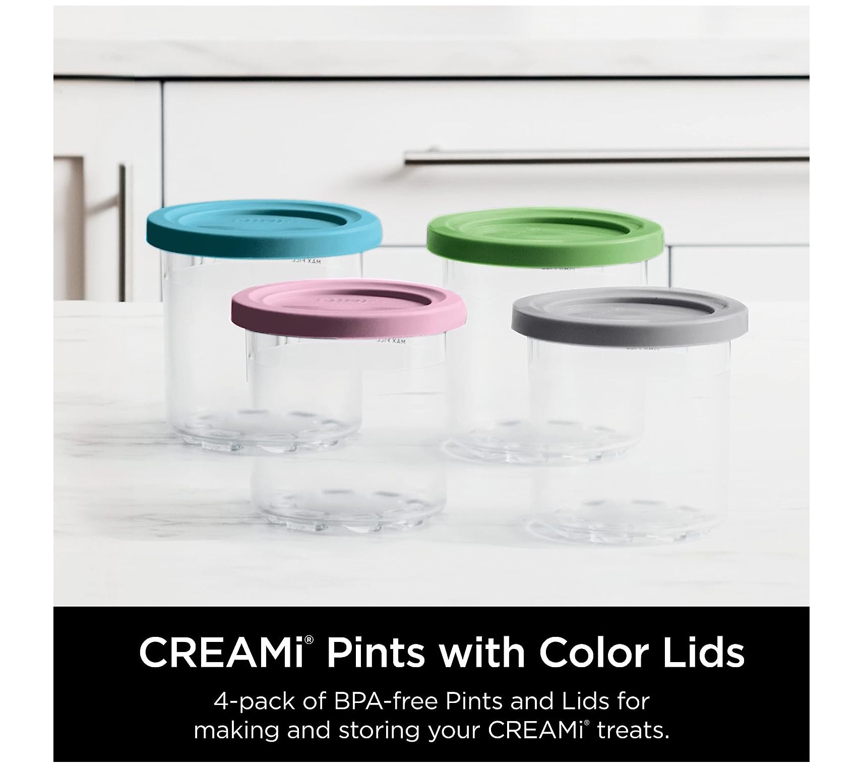 Creami Deluxe Pints, for Ninja Creami Pints and Lids - 4 Pack,16 OZ Creami  Pint Dishwasher Safe,Leak Proof for NC301 NC300 NC299AM Series Ice Cream