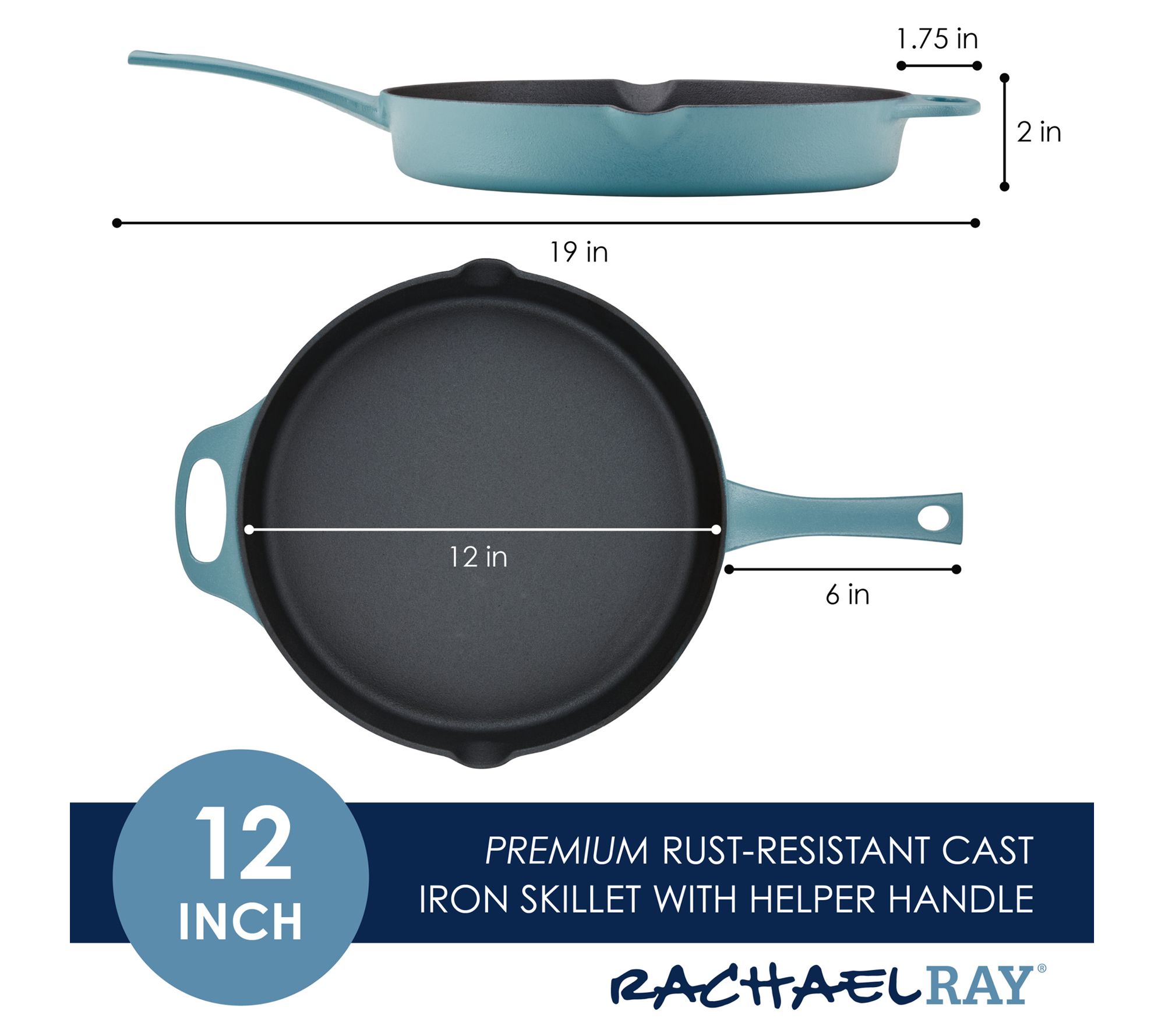 Choice 12 Pre-Seasoned Cast Iron Skillet with Helper Handle