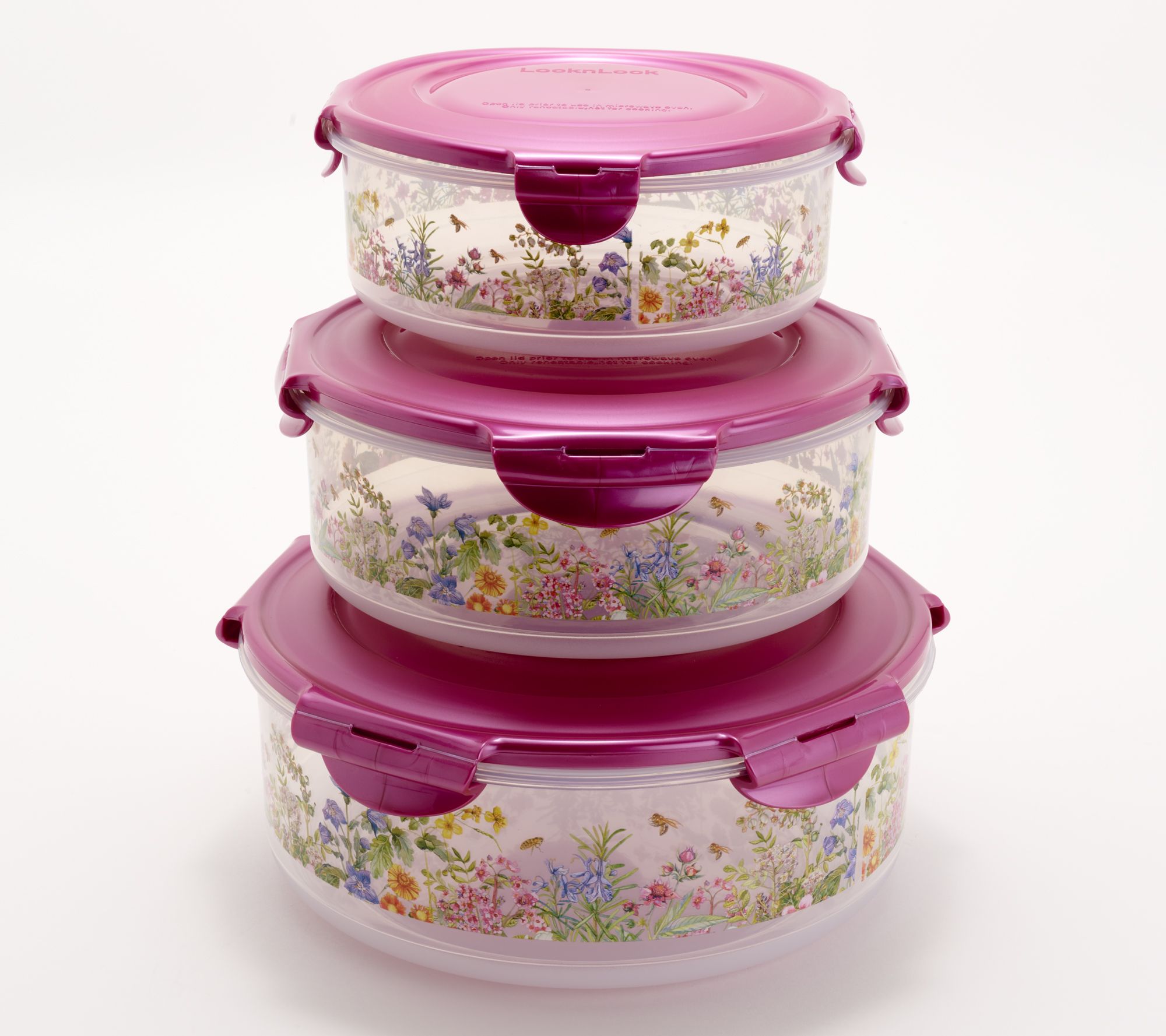 LocknLock 3-Piece Nestable Floral Printed Canisters