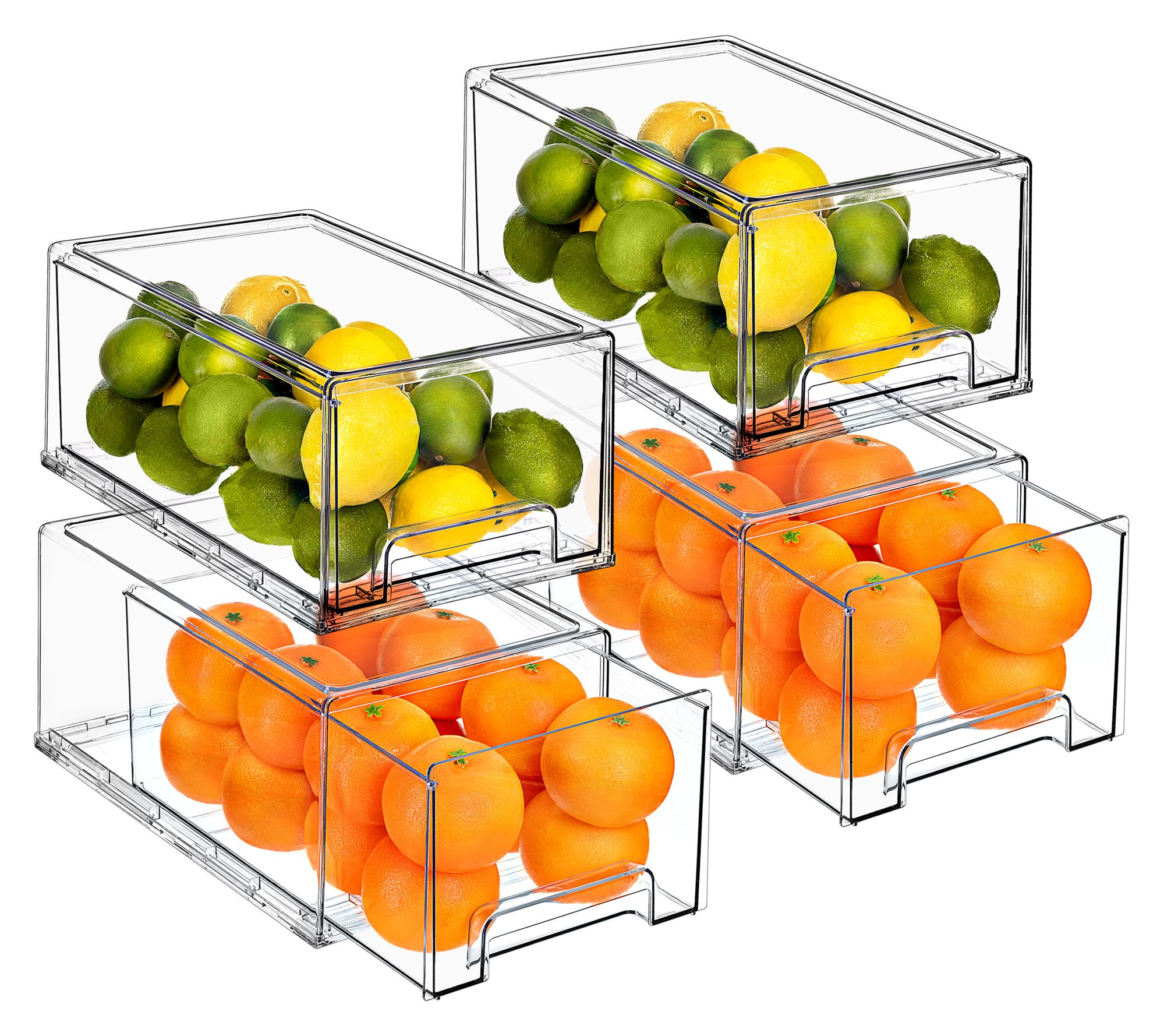 Sorbus 4-Pack Large Clear Plastic Pull Out Drawer Organizers