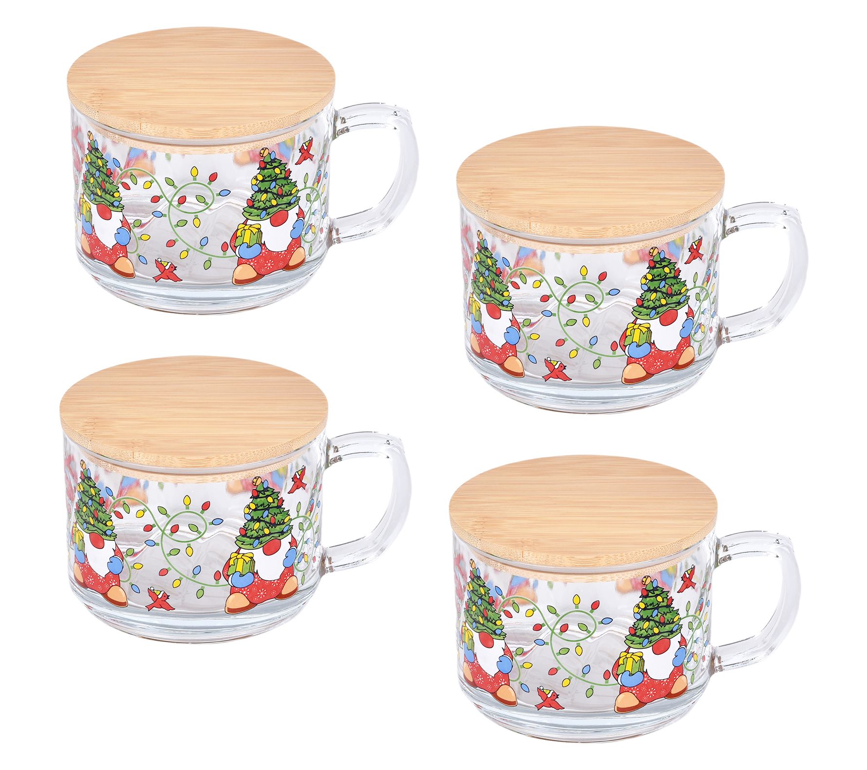 "As Is" Temp-tations Seasonal Set/4 16-oz Glass Mugs with Lids