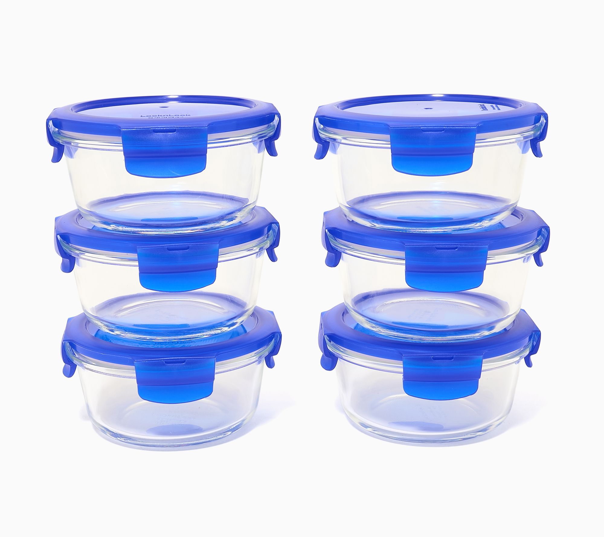 LocknLock Set of (6) 1-Cup Glass Bowls w/ Color Lids