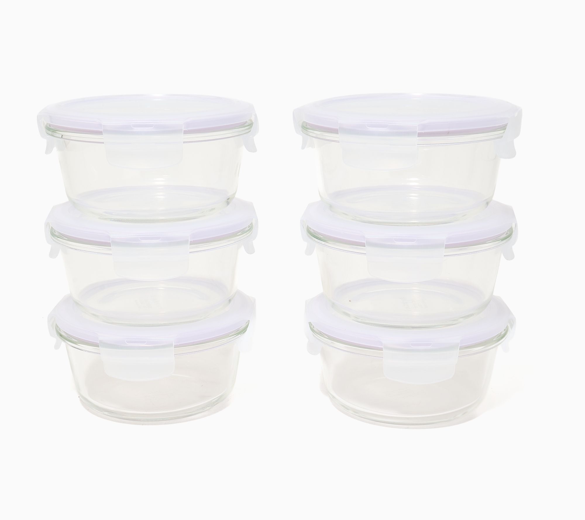 LocknLock Set of (6) 1-Cup Glass Bowls w/ Color Lids