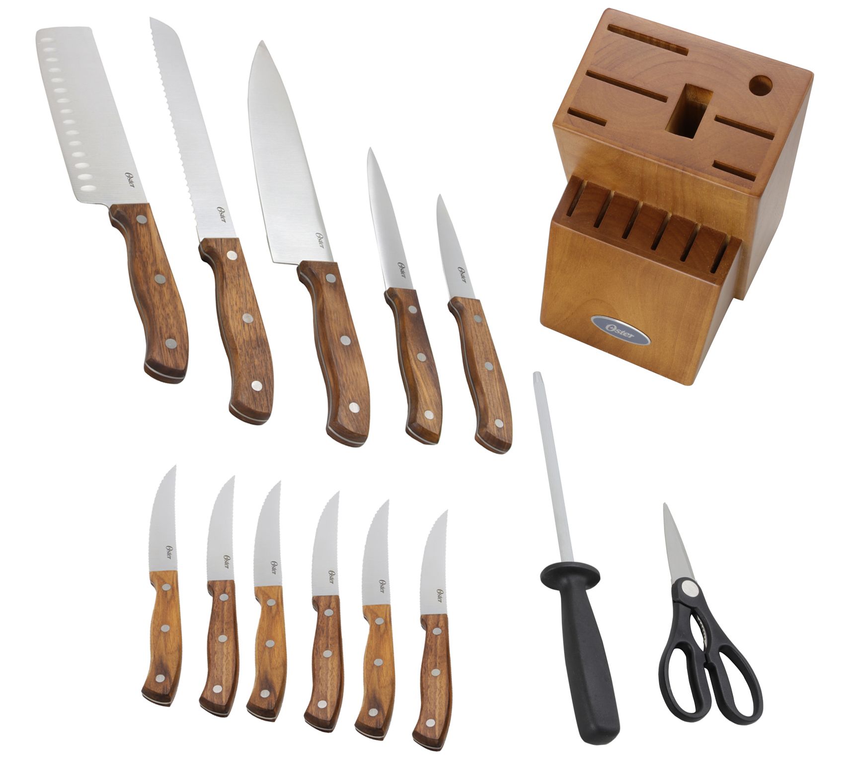 Oster Whitmore 14Piece Cutlery Set with BlackWalnut Handle