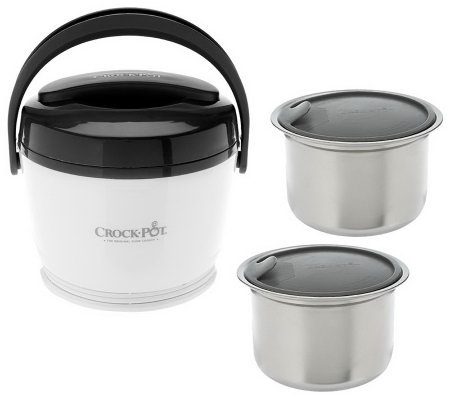 Crock Pot 20 Oz Lunch Crock Food Warmer W 2 Containers Qvc