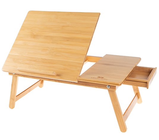 Lavish Home Bamboo Lap Desk with Adjustable Top& Drawer