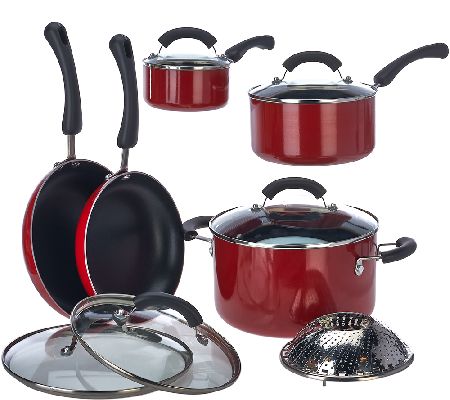 CooksEssentials Porcelain Enamel Nonstick 9-pc. Cookware Set 