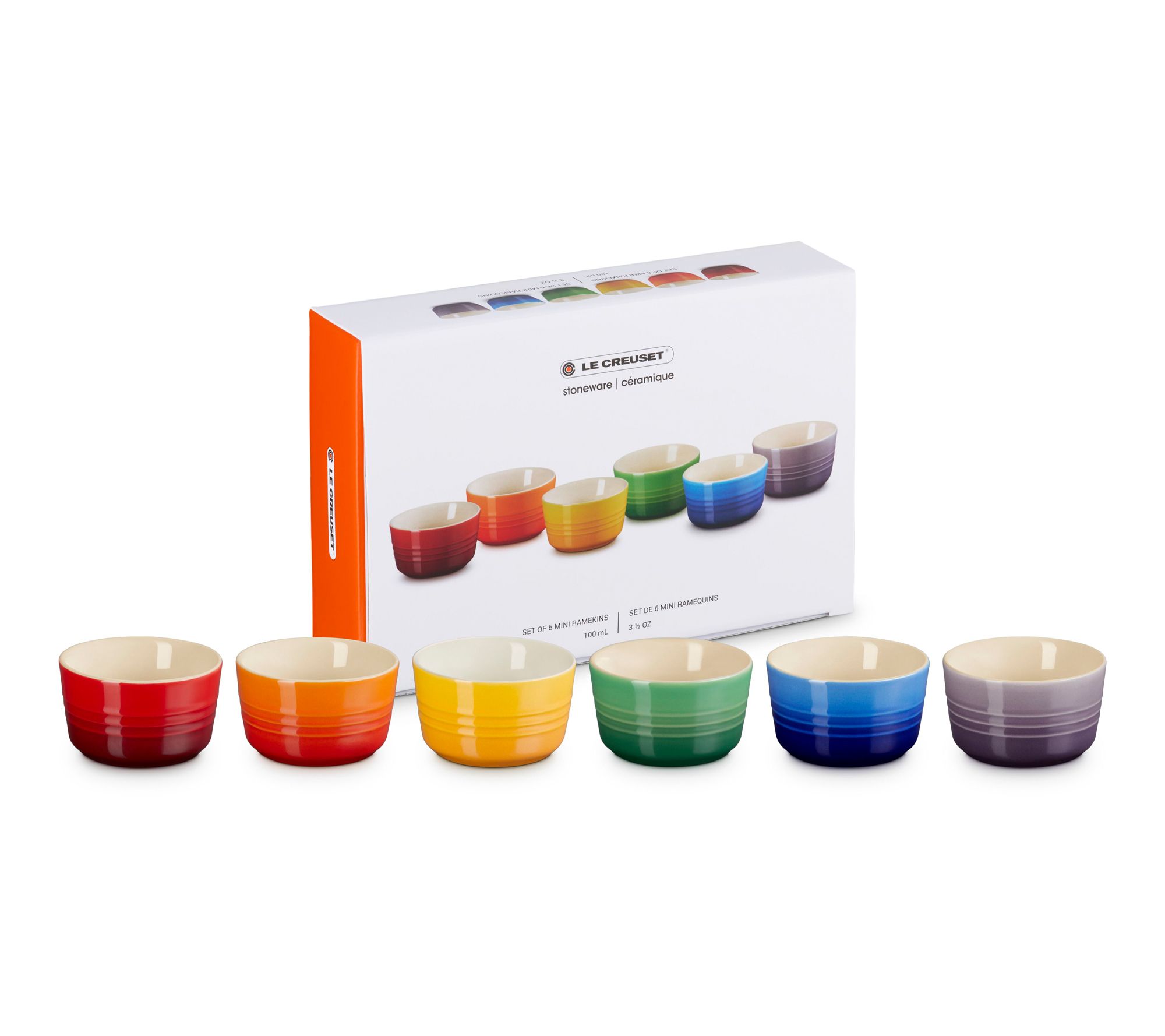 Le Creuset Set of 6 Rainbow Mini Ramekins