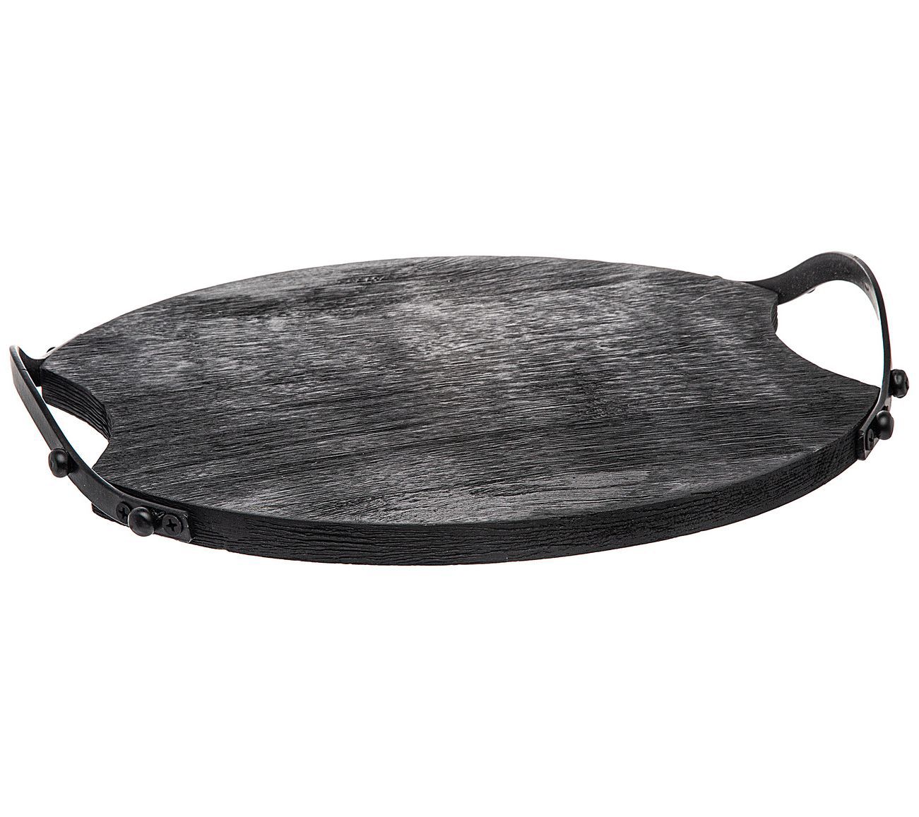 Godinger Black Wood Round Tray
