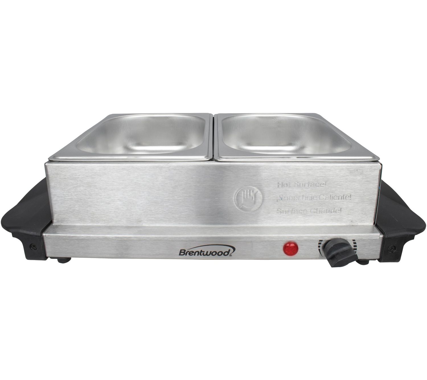 MegaChef 1.5 L Stainless Steel Warming Tray with 3 Crocks