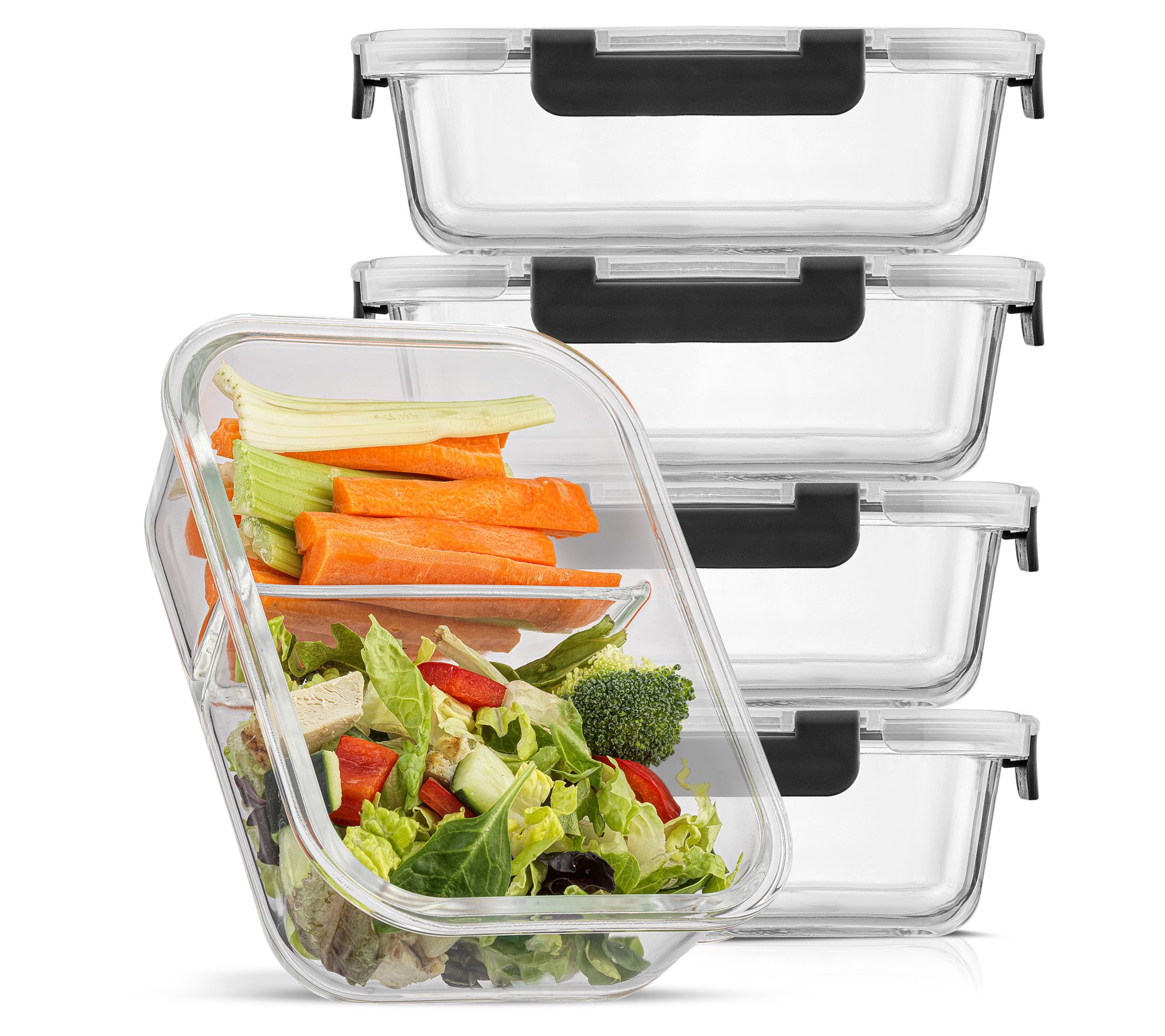 JoyJolt 2-Sectional Food Prep Storage Containers - Set of 5