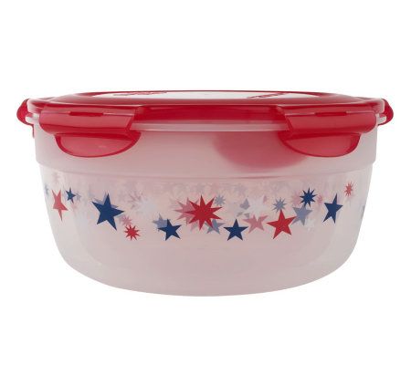 LocknLock Set of 3 Patriotic Printed Glass Bowls 