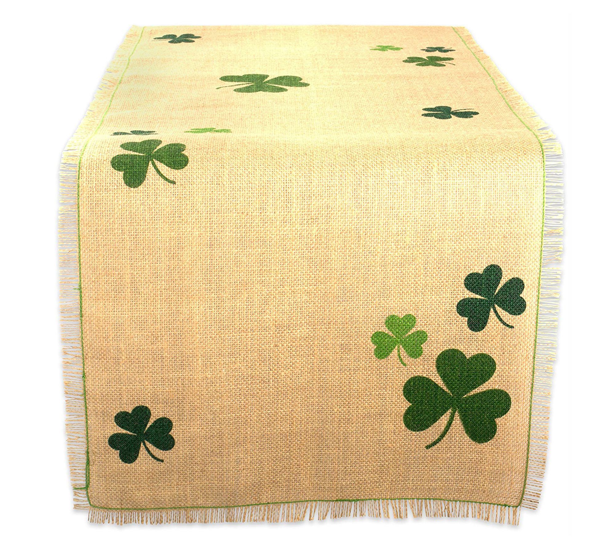 Design Imports Shamrock Printed Jute Table Runner 14"x74"