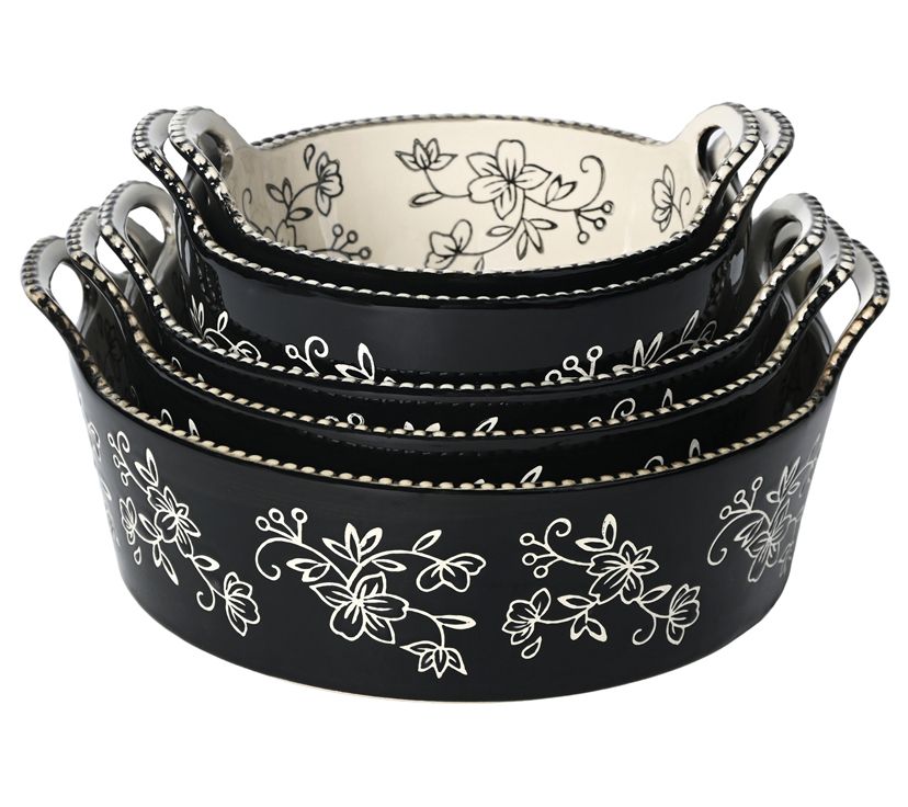 "As Is" Temp-tations Floral Lace 5Pc Round Nestable Bake and Serve