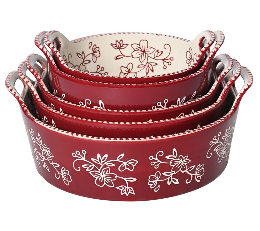 "As Is" Temp-tations Floral Lace 5Pc Round Nestable Bake and Serve