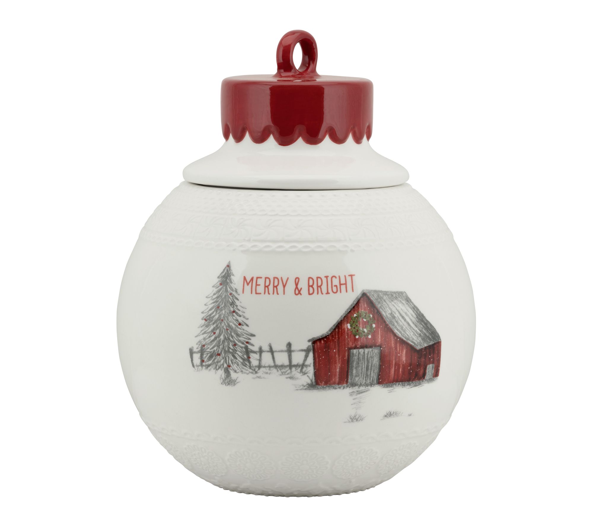 10 Strawberry Street "Merry & Bright" OrnamentCookie Jar