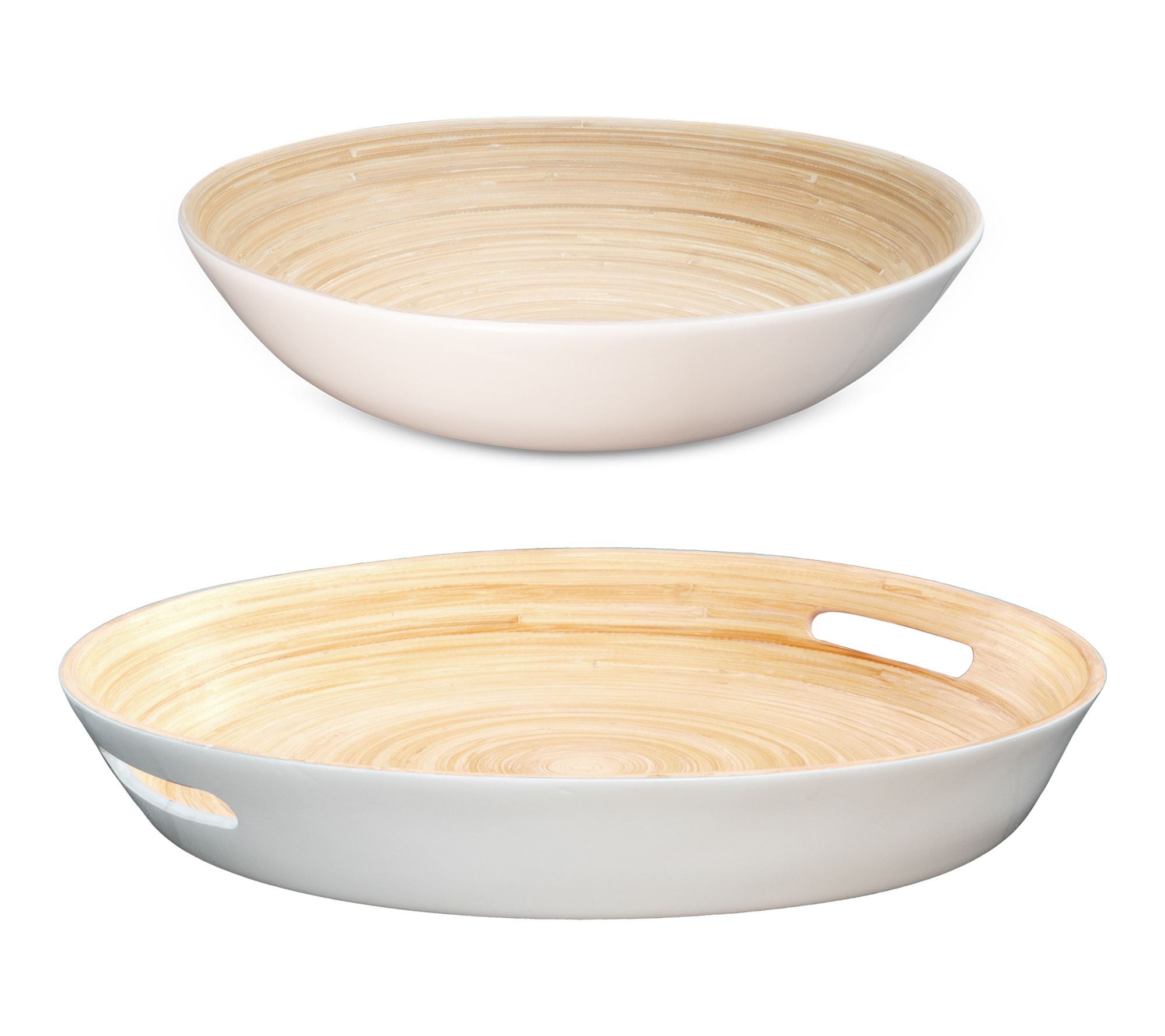 Lexa Bamboo 2 Piece Serving Tray & Salad Bowl Set