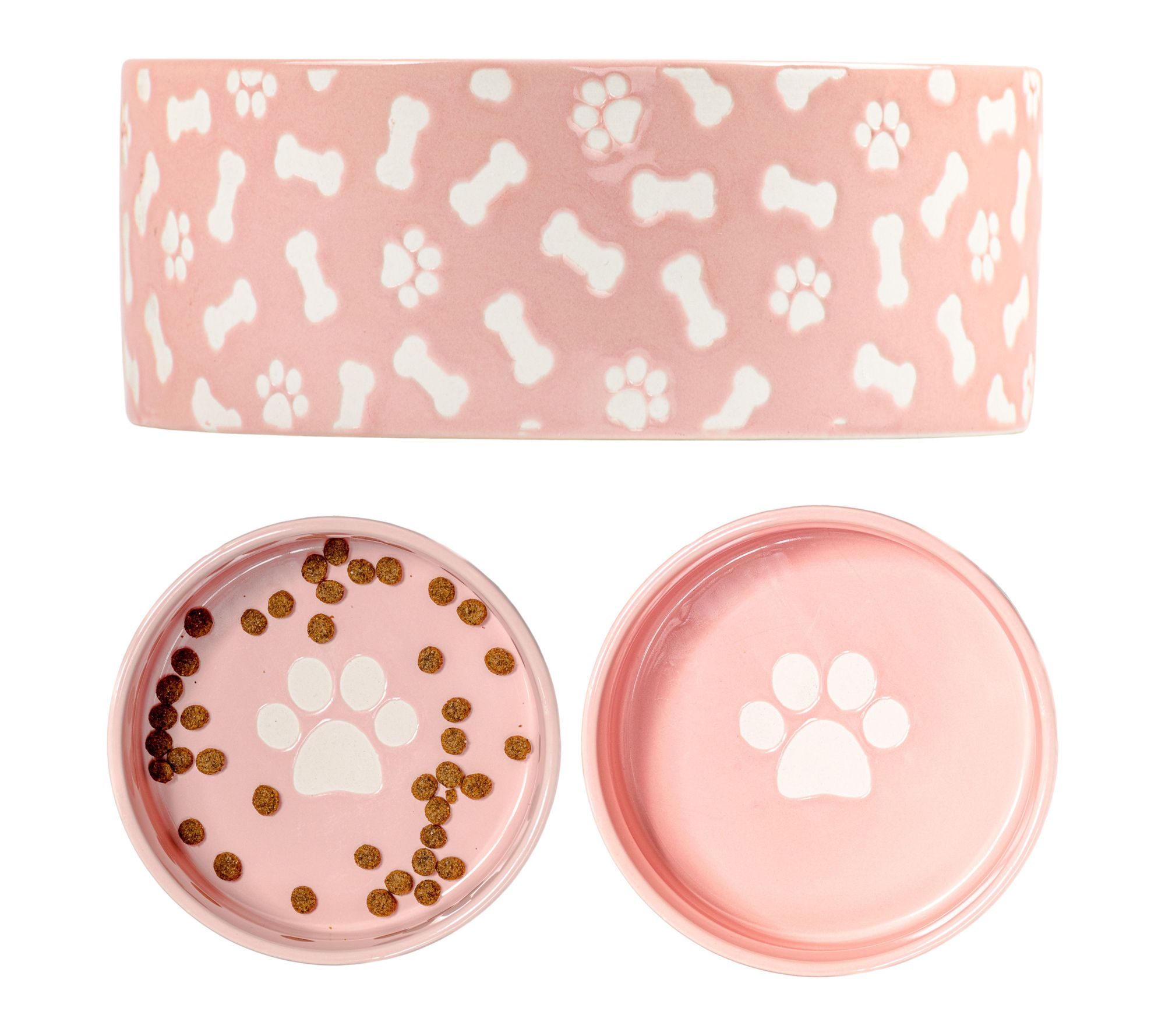 10 Strawberry Street Set of 2 Bone & Paw Pet Dish, Small