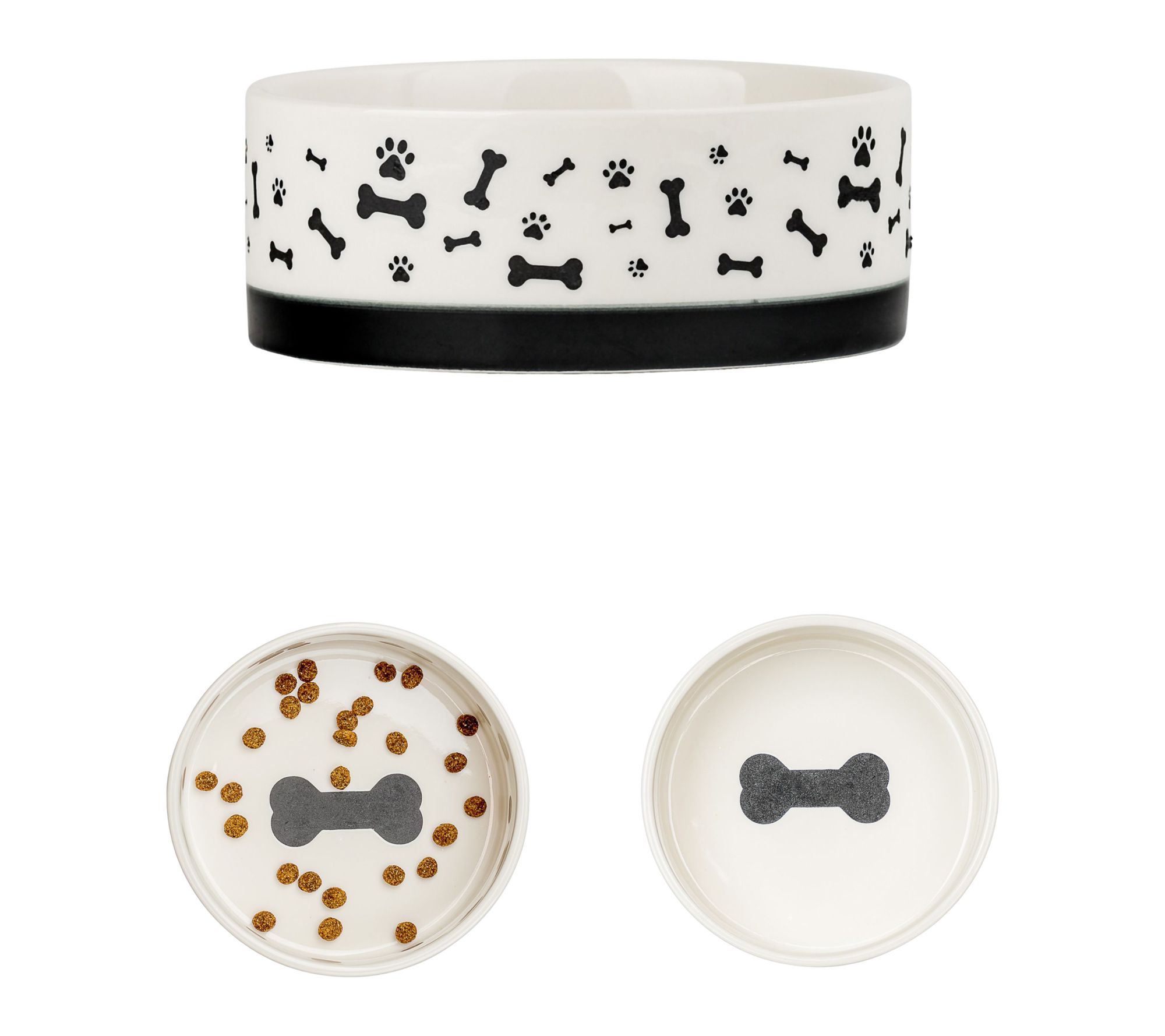 10 Strawberry Street Set of 2 Bone & Paw Pet Dish, Small