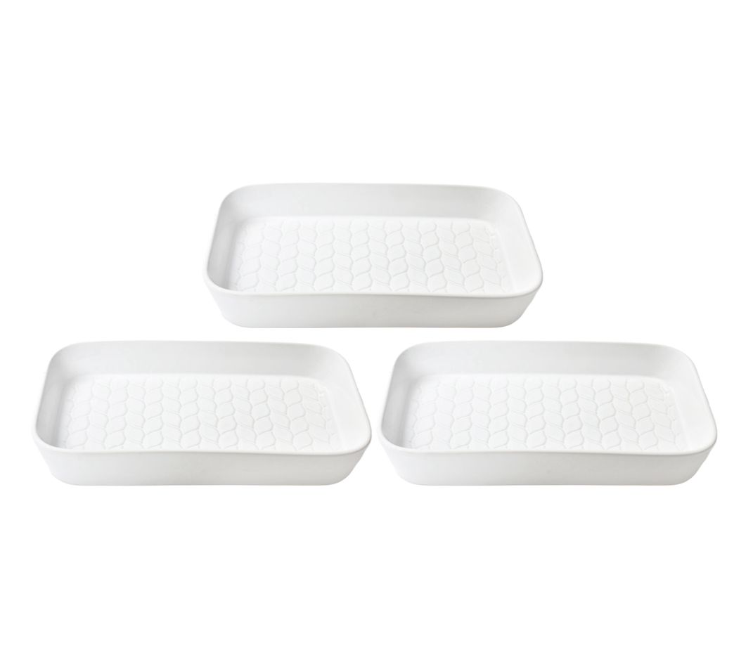 Temp-tations Carved Willow Set of (3) Stoneware Micro Bakers