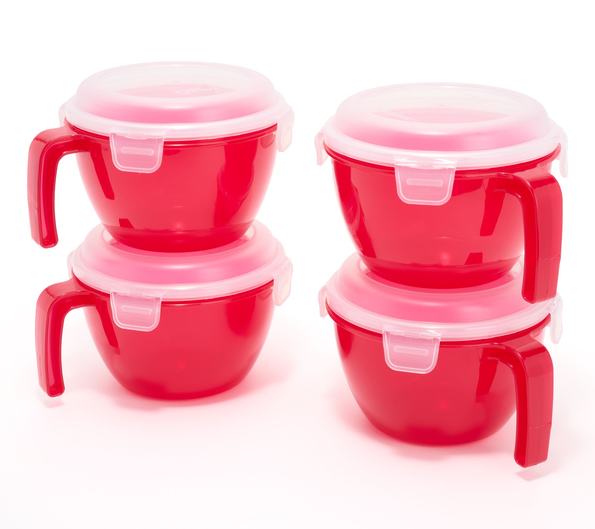LocknLock Set of 4 Cereal Bowls with Colored Body & Handles