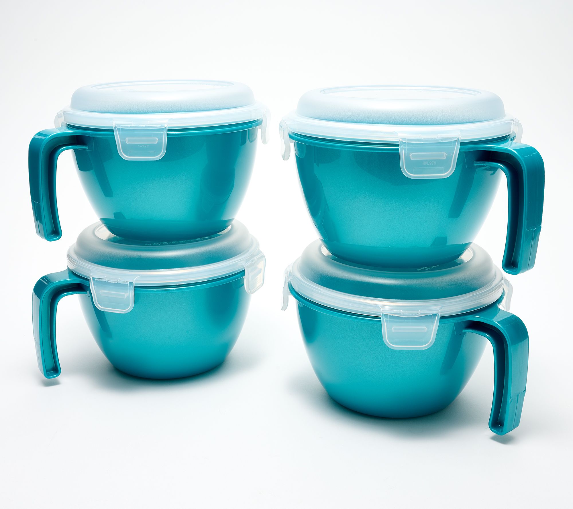LocknLock Set of 4 Cereal Bowls with Colored Body & Handles
