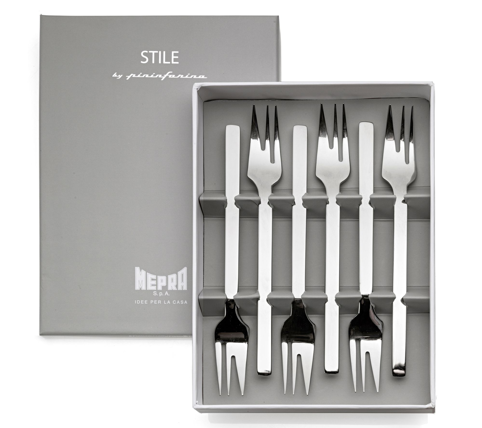 Mepra 6-Piece Stile By Pininfarina Cake Fork Set- Mirror