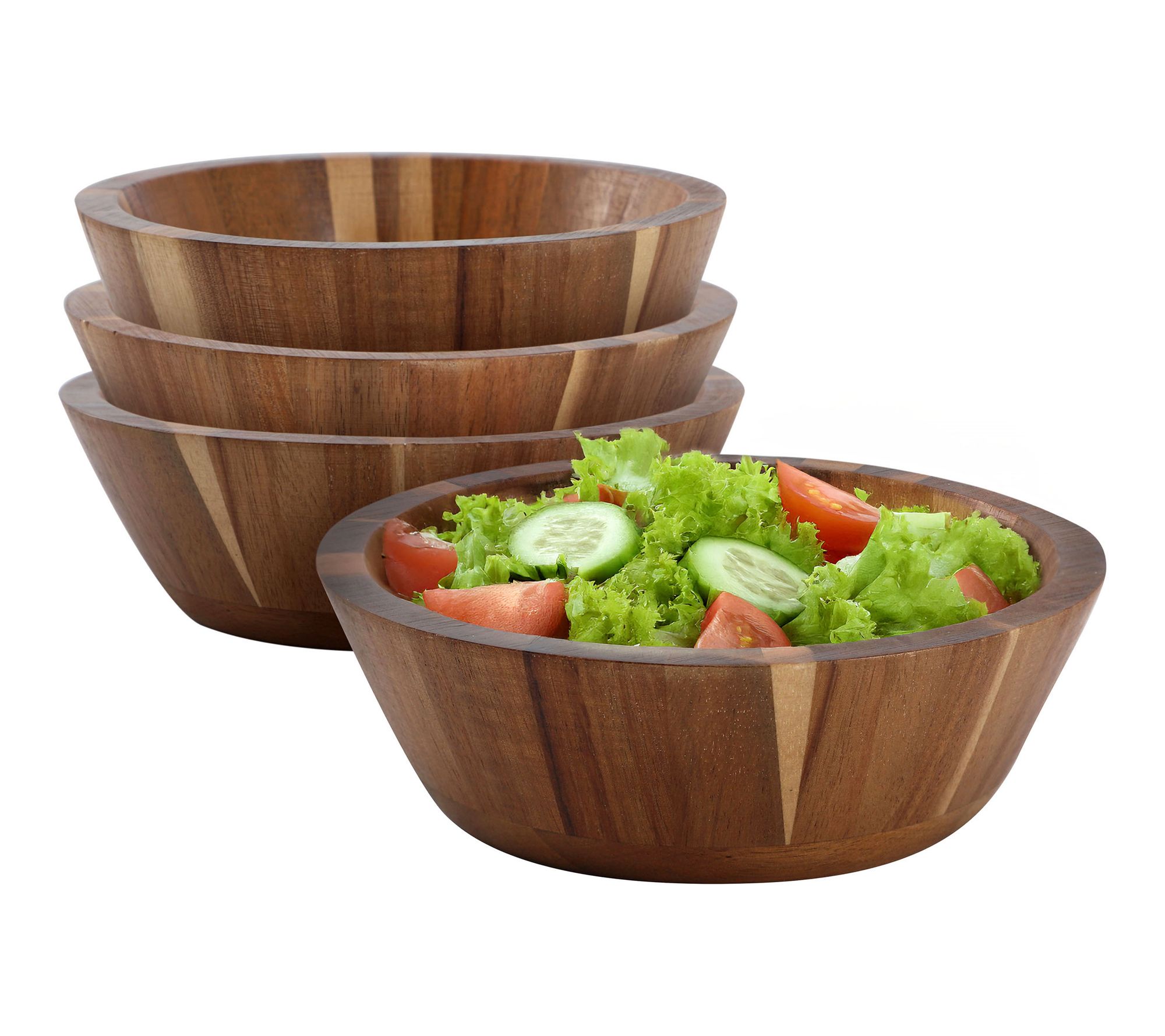 MegaChef 4 Piece 6.75 Inch Acacia Wood Salad Bowl Set