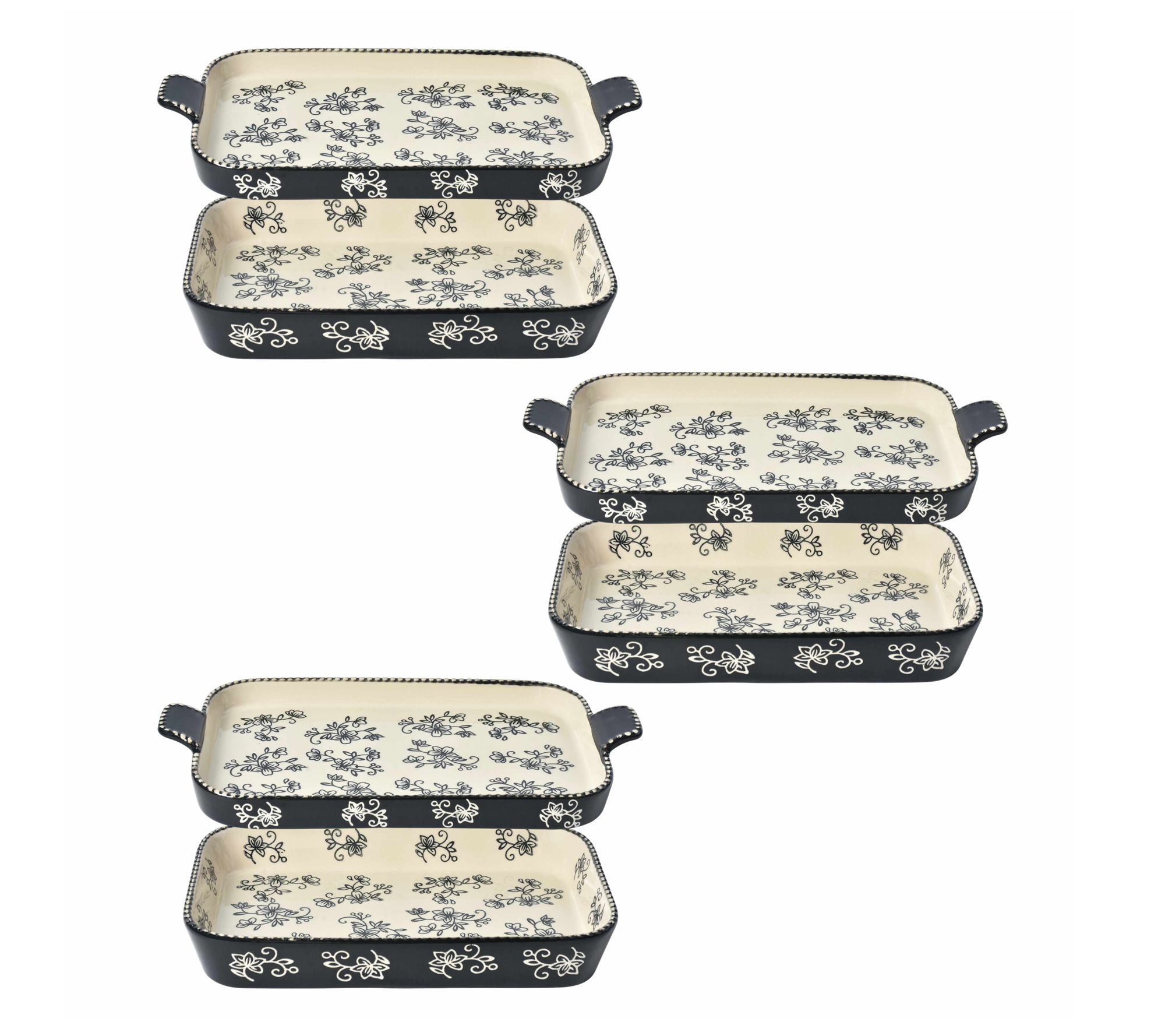 "As Is" Temp-tations Floral Lace Set/3 Micro Bakers w/Lid it