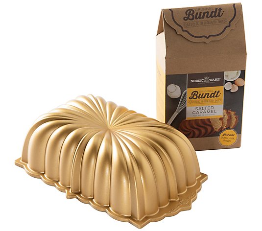 Nordic Ware Fluted Loaf Pan w/Mix 