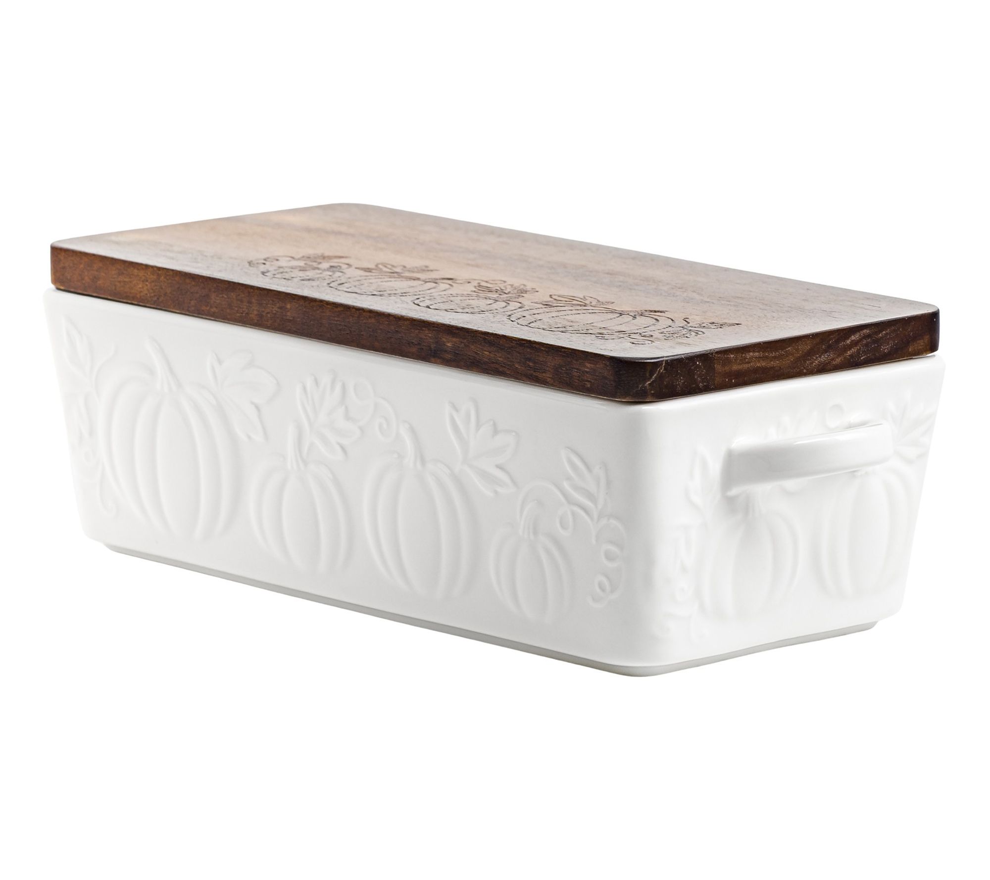 10 Strawberry Street Gourd Impressions Loaf Pan w/ Acacia Lid