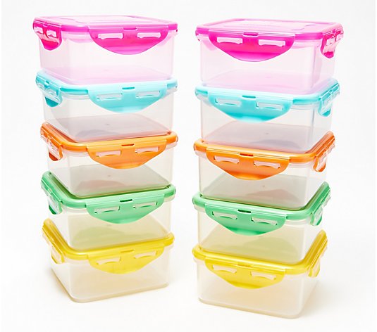 LocknLock Set of 10 Multi-Color Square Containers 