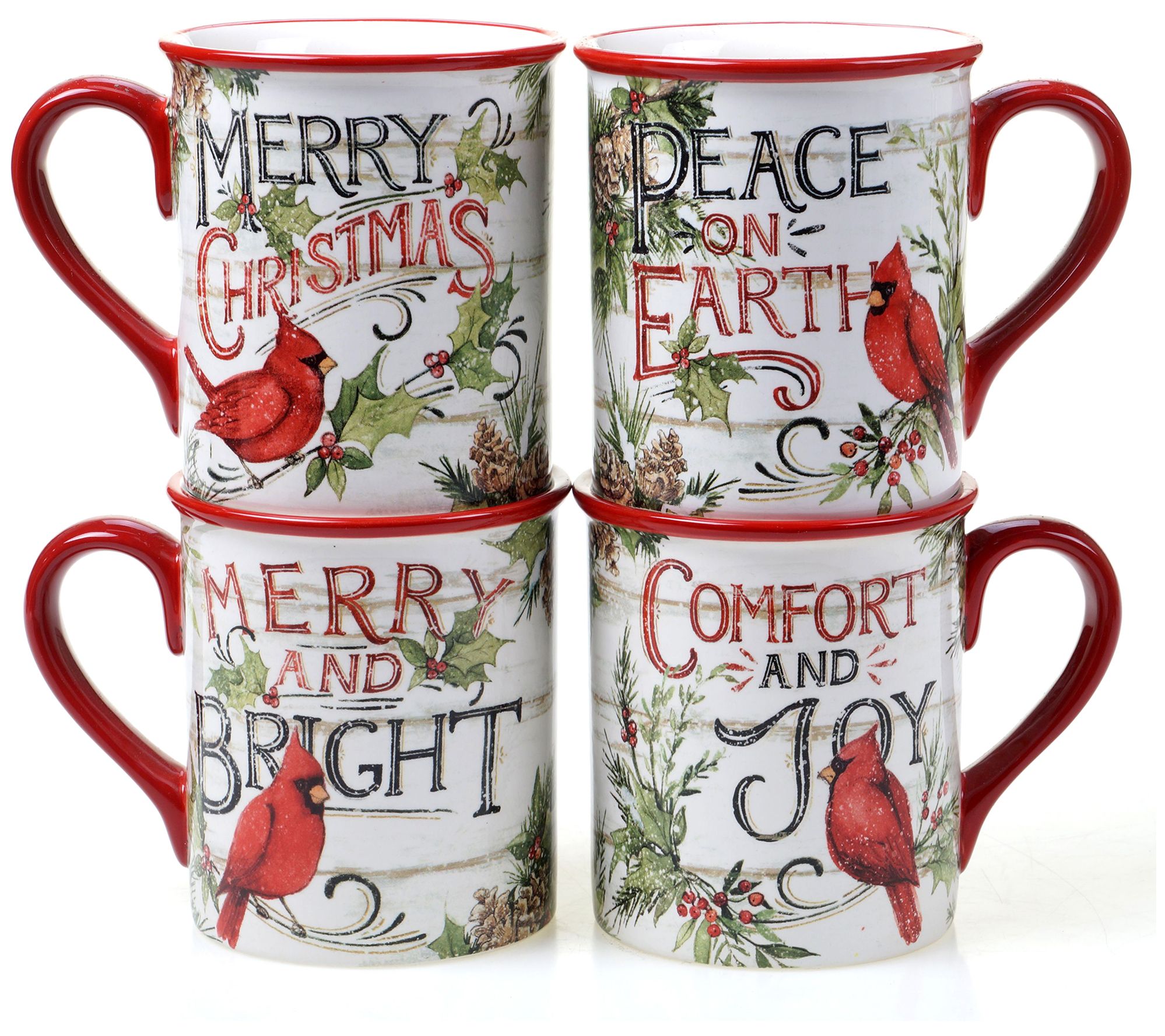 Certified International Set of 4 Evergreen Christmas Mug - QVC.com