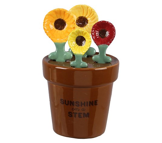 Young's Inc. 5 Piece Ceramic Sunflower Measurin g Cups