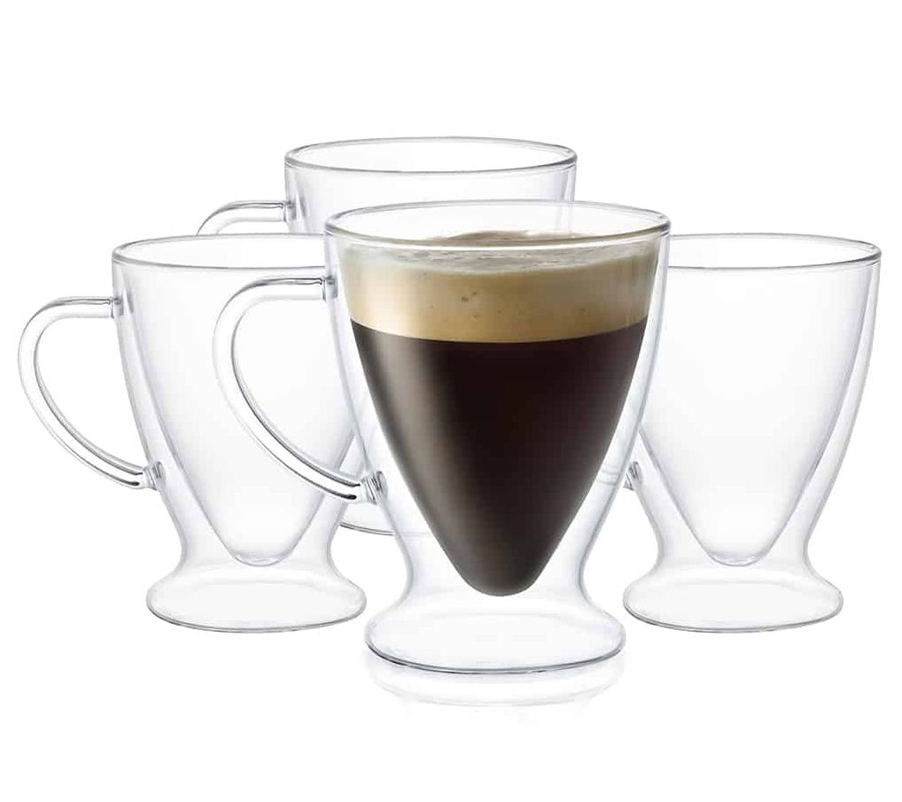 JoyJolt Caleo Collection Double Wall - Set of 4 - Insulated Glasses  Espresso Cups - 5-Ounces