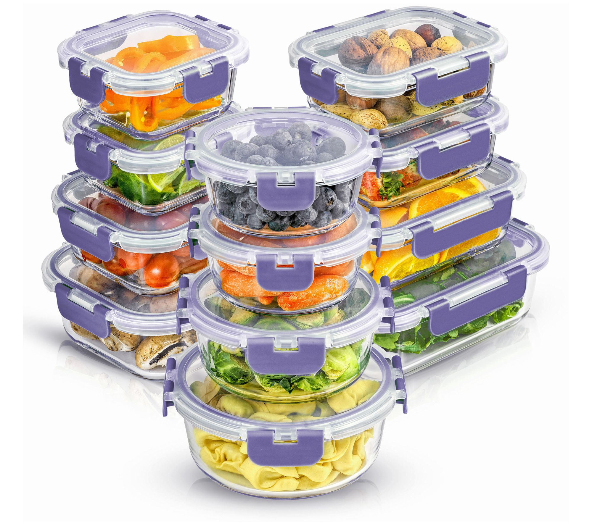 JoyFul by JoyJolt 24pc Glass Leakproof Storage Containers