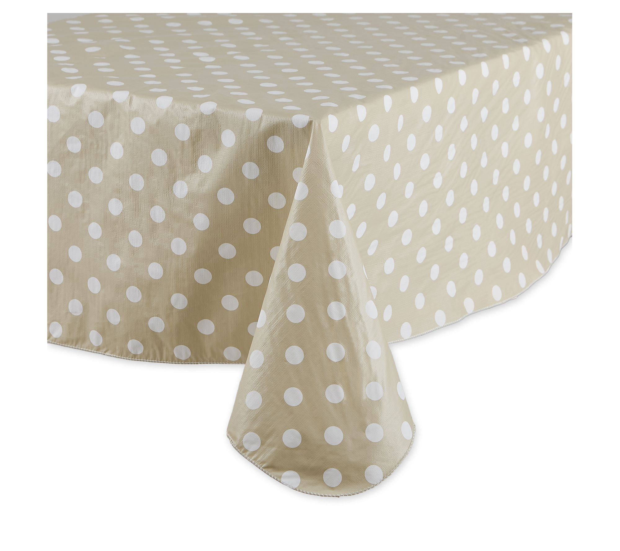 Design Imports Polka Dot Vinyl Tablecloth Natural 60x102