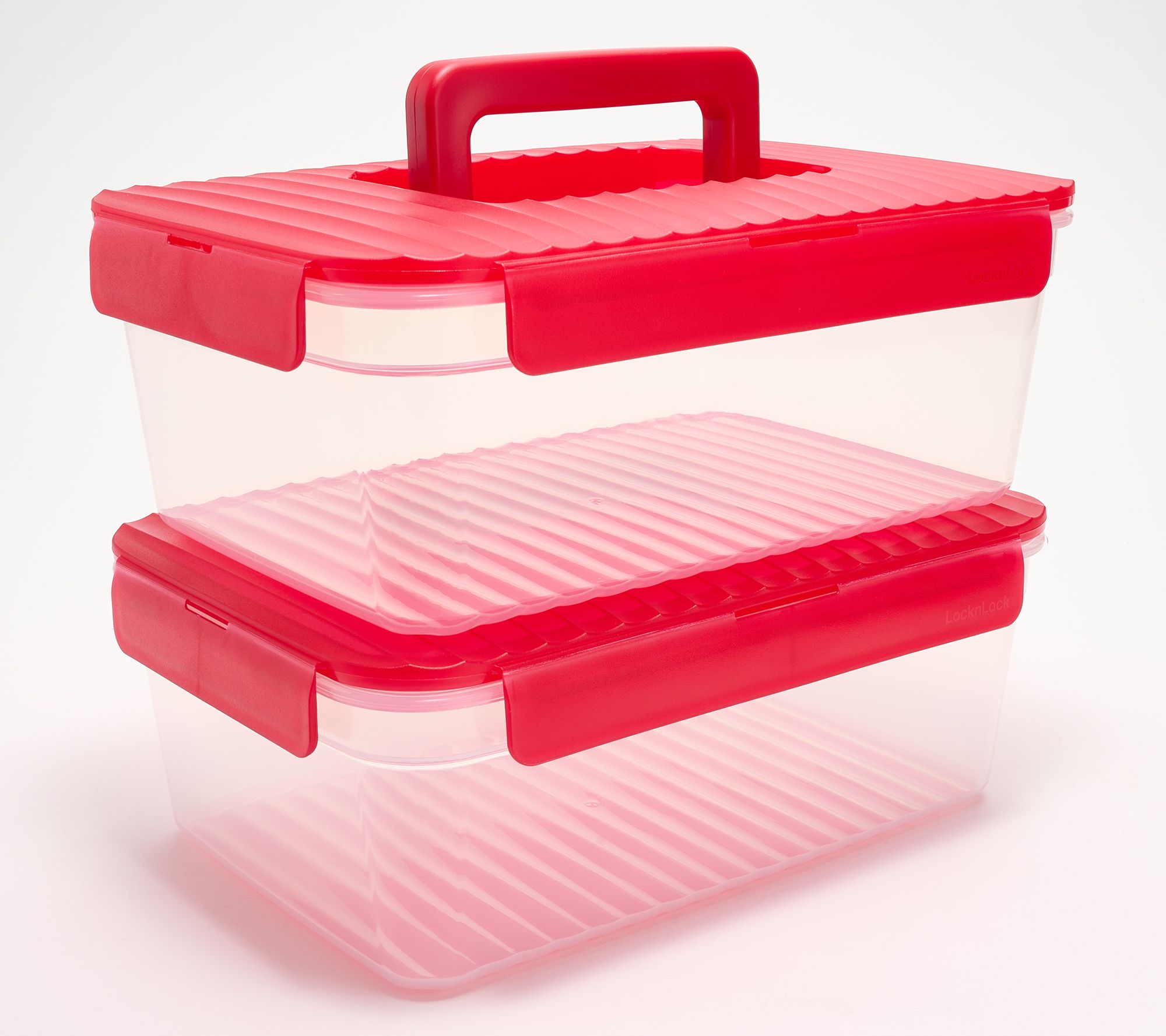 LocknLock Set of 2 Wave Rectangle Storage Set w/ Handle Lids