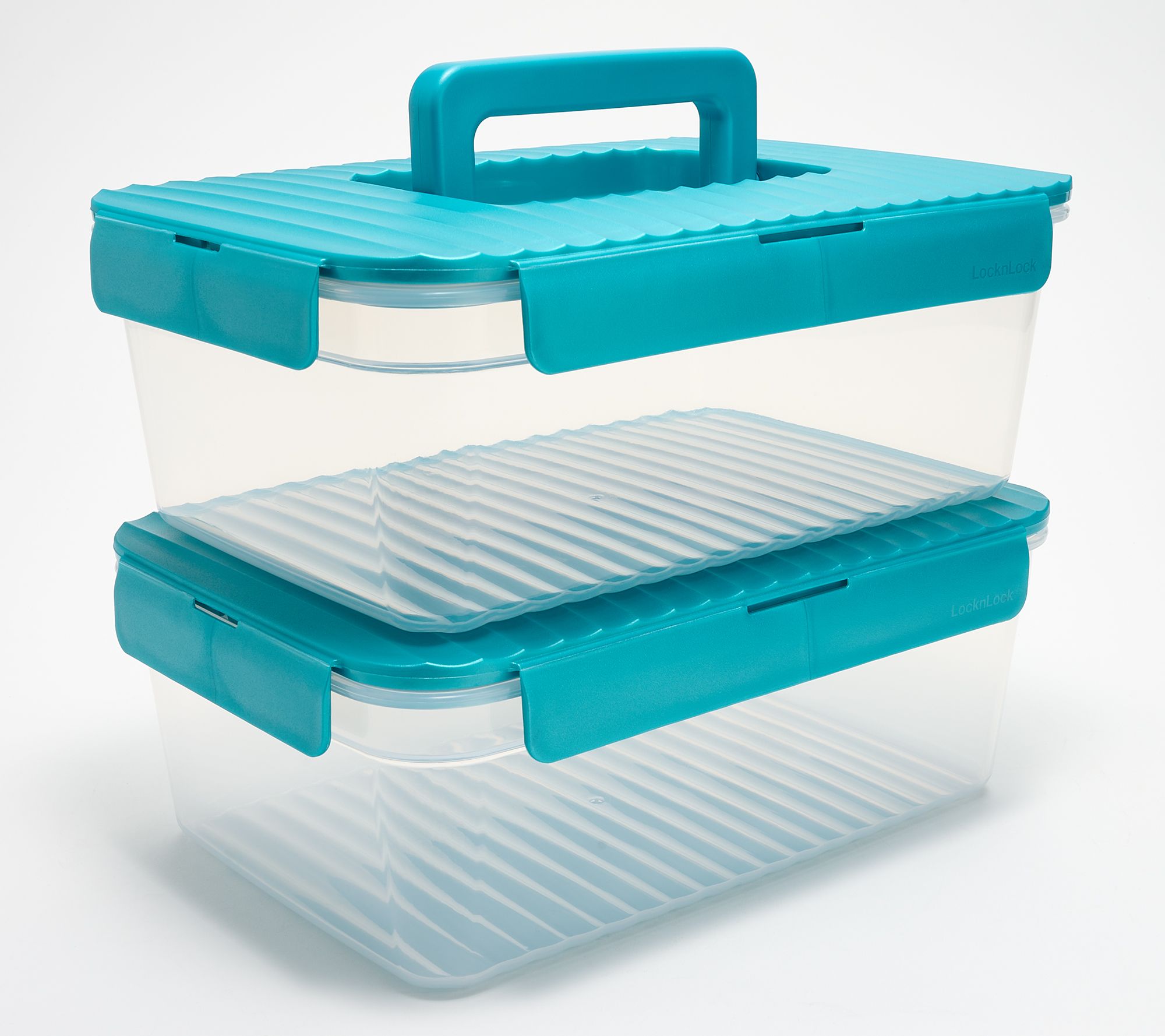LocknLock Set of 2 Wave Rectangle Storage Set w/ Handle Lids