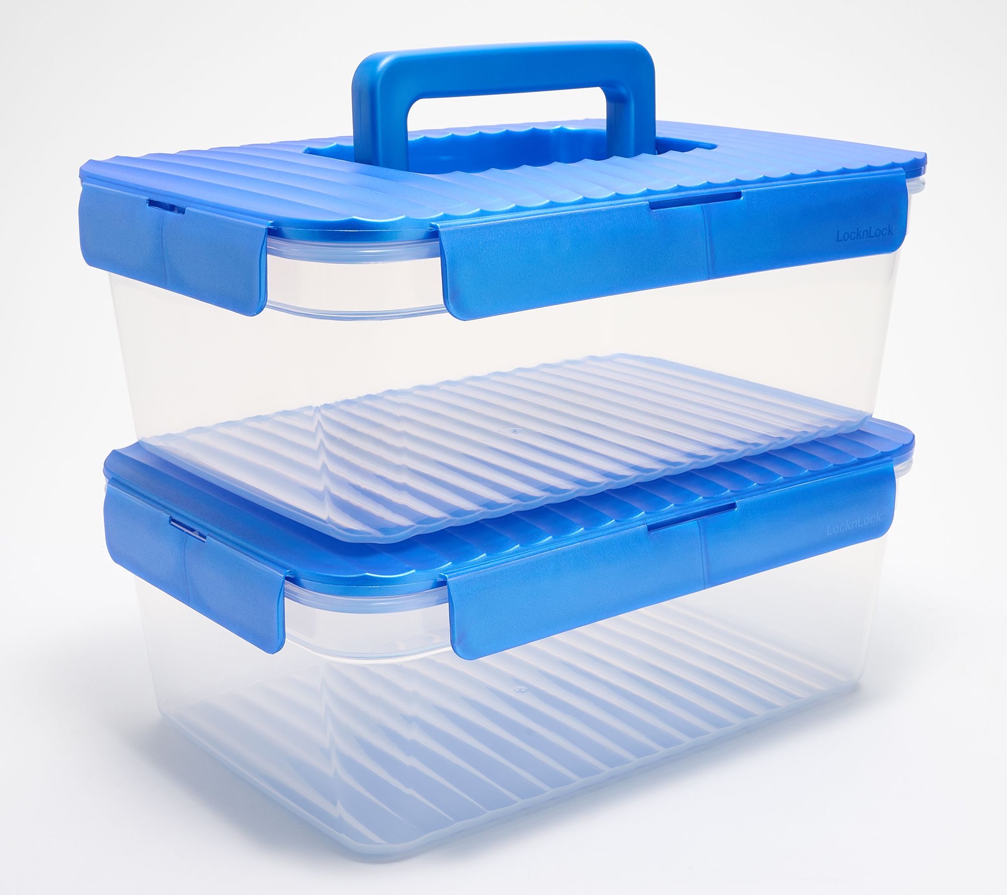 LocknLock Set of 2 Wave Rectangle Storage Set w/ Handle Lids