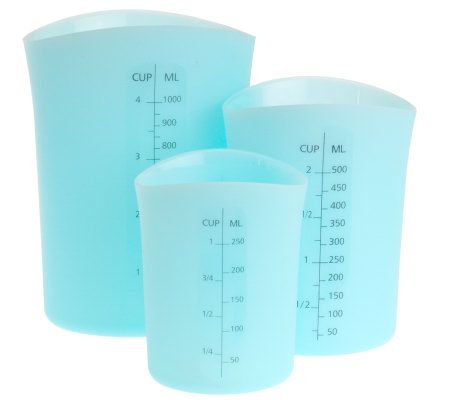 Set of 3 Silicone Mix, Measure & Pour Cups 